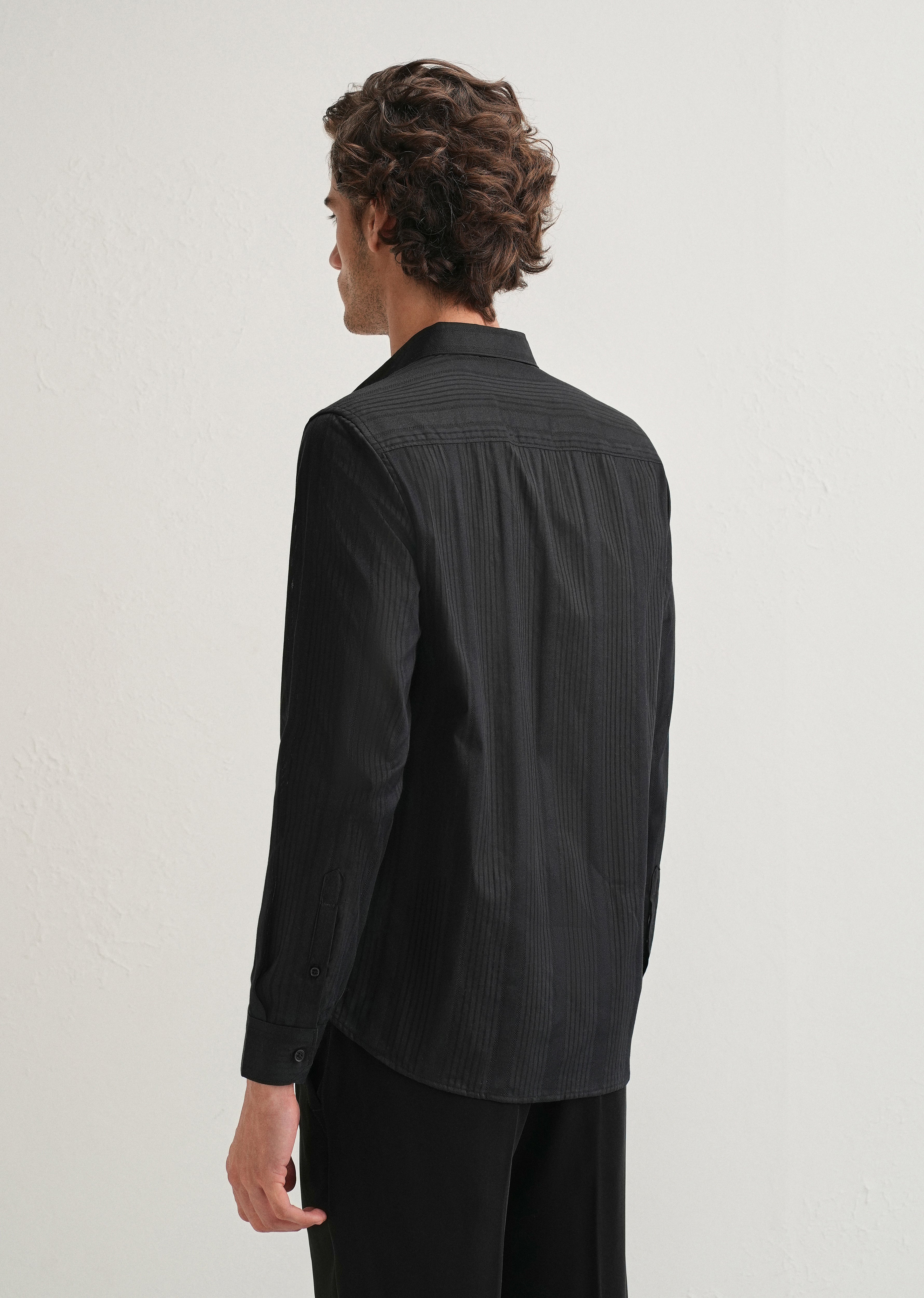 Black Self Striped Shirt