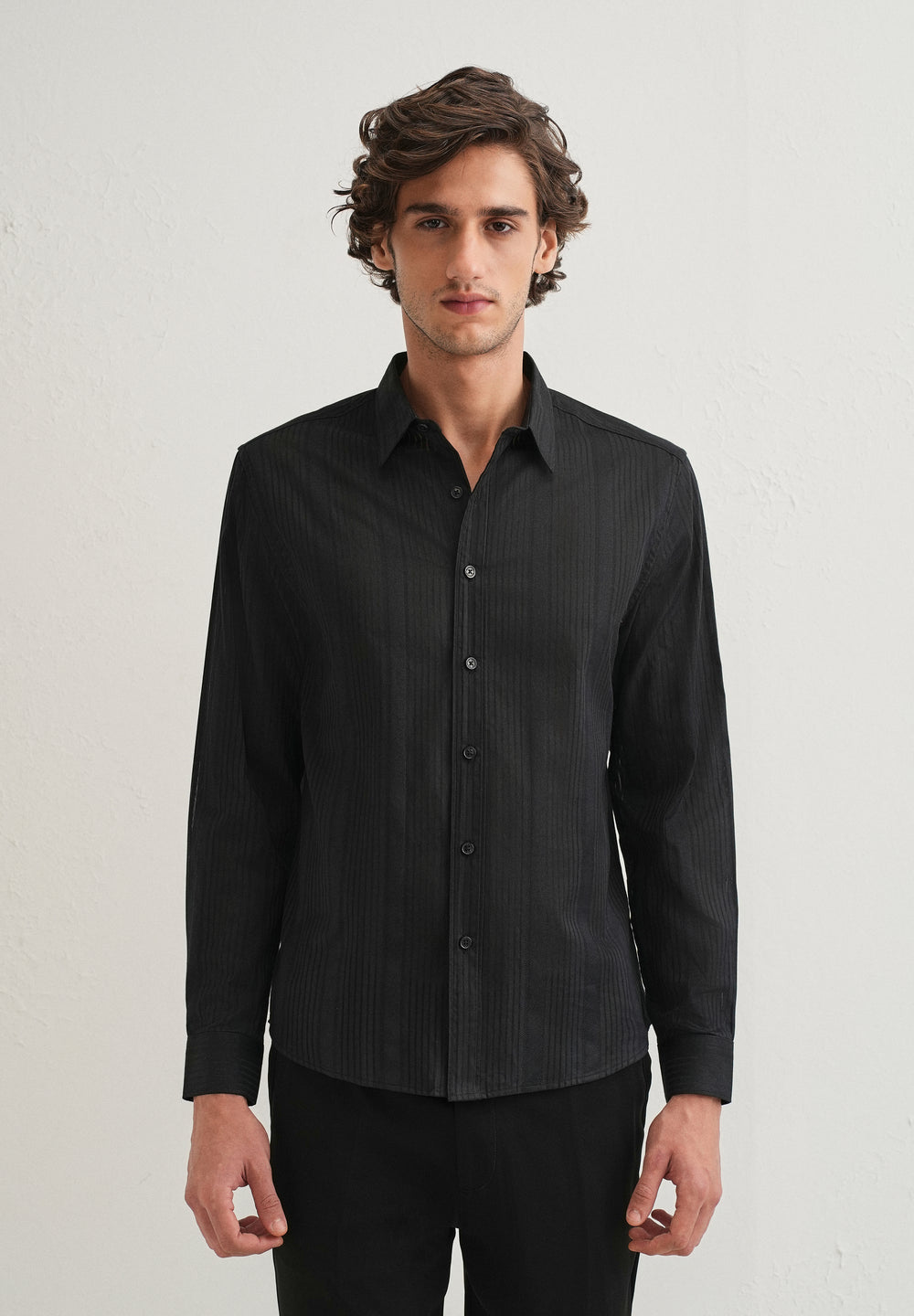 Black Self Striped Shirt