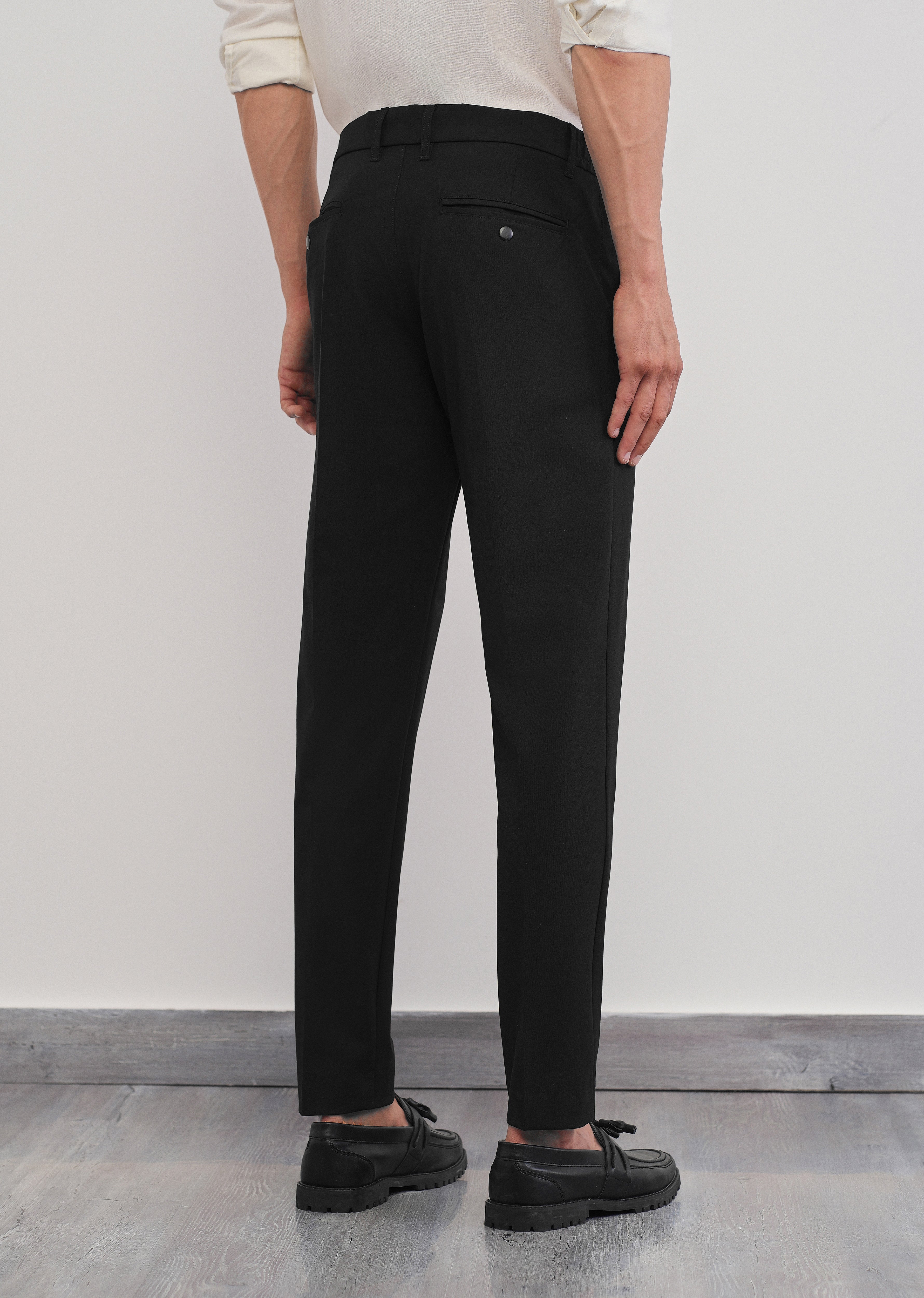 Black Semi-Elastic Slim Fit Trouser