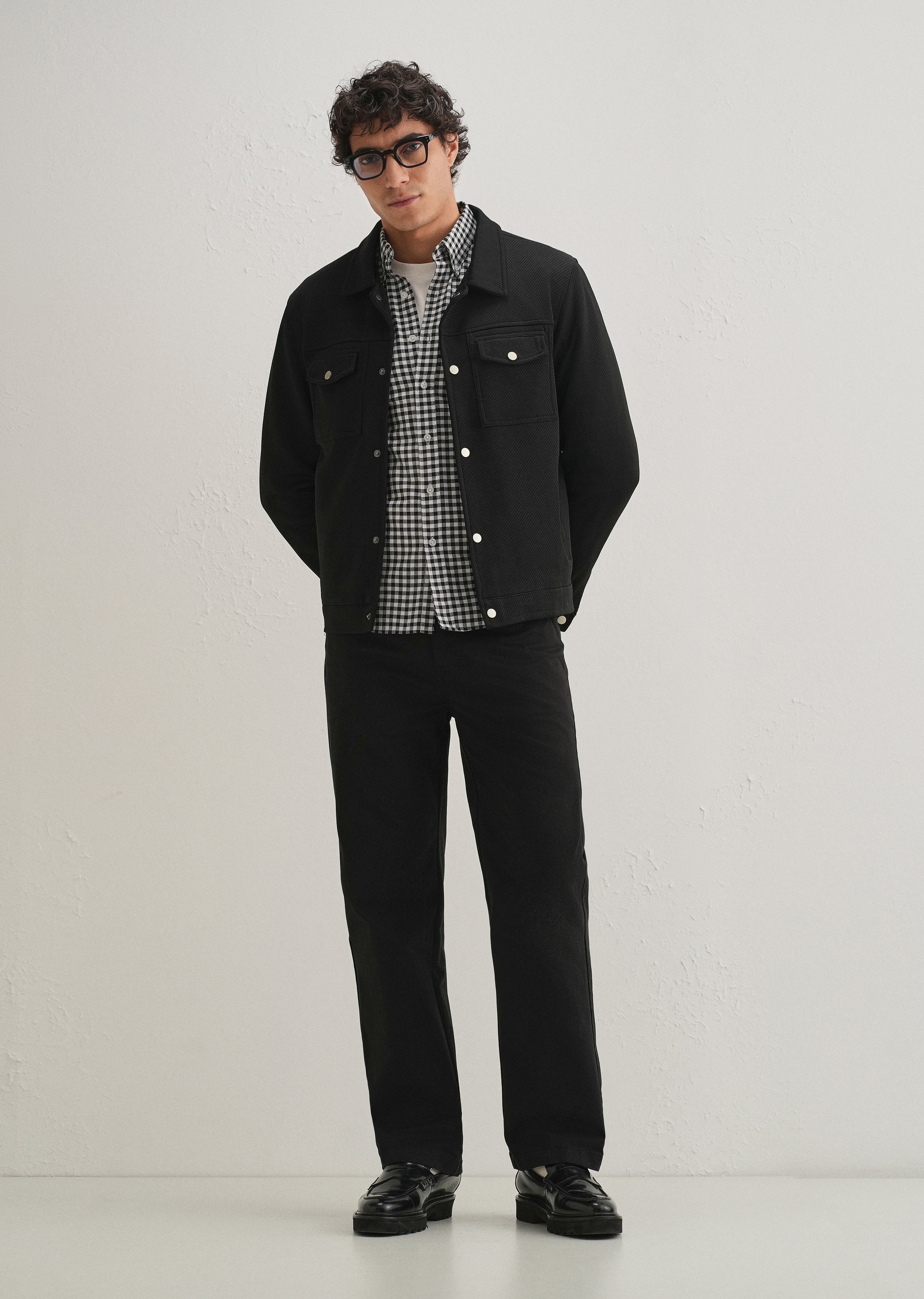 Black Semi-Elasticated Cotton Trouser