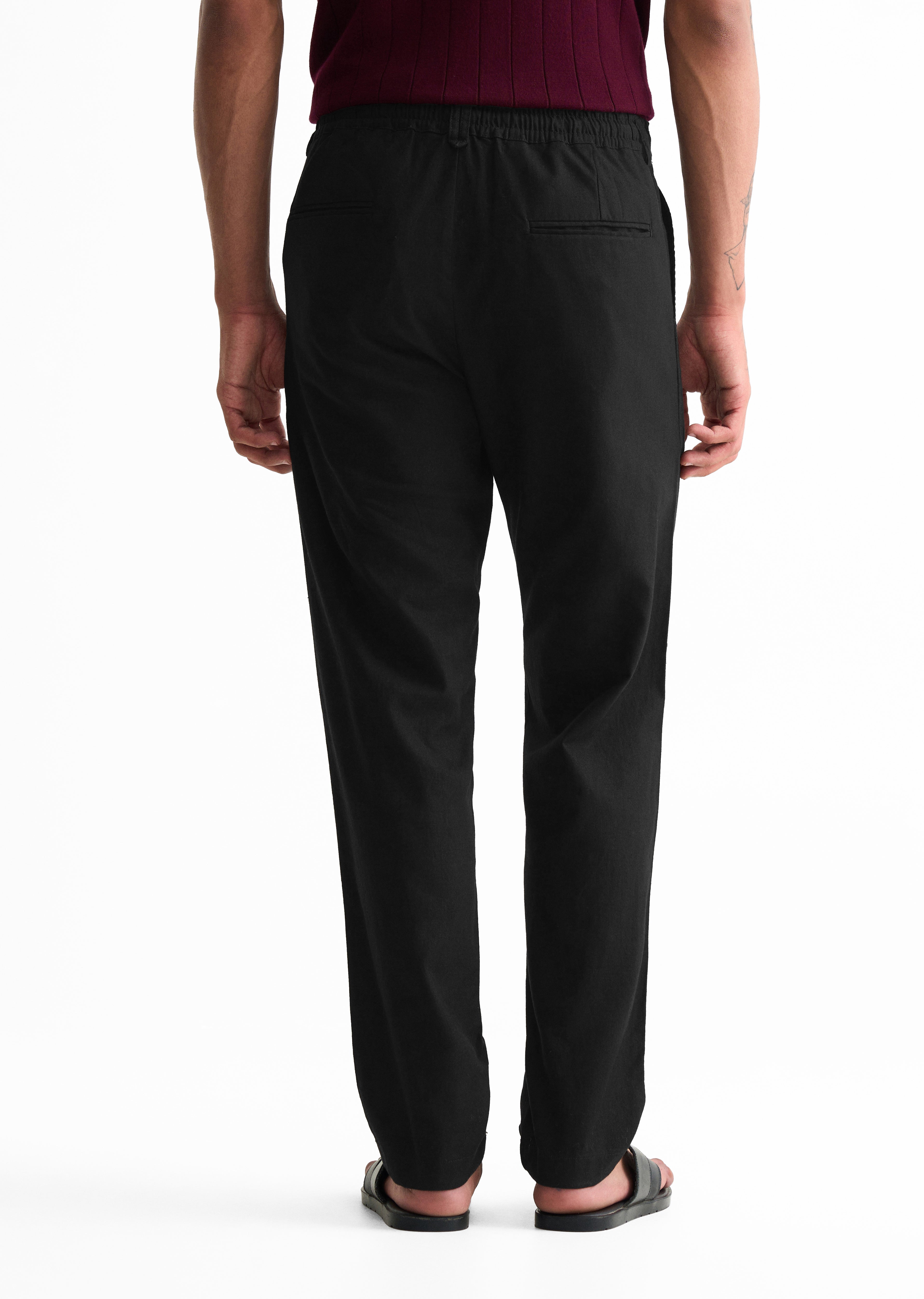 Black Semi-Elasticated Relaxed Fit Trouser