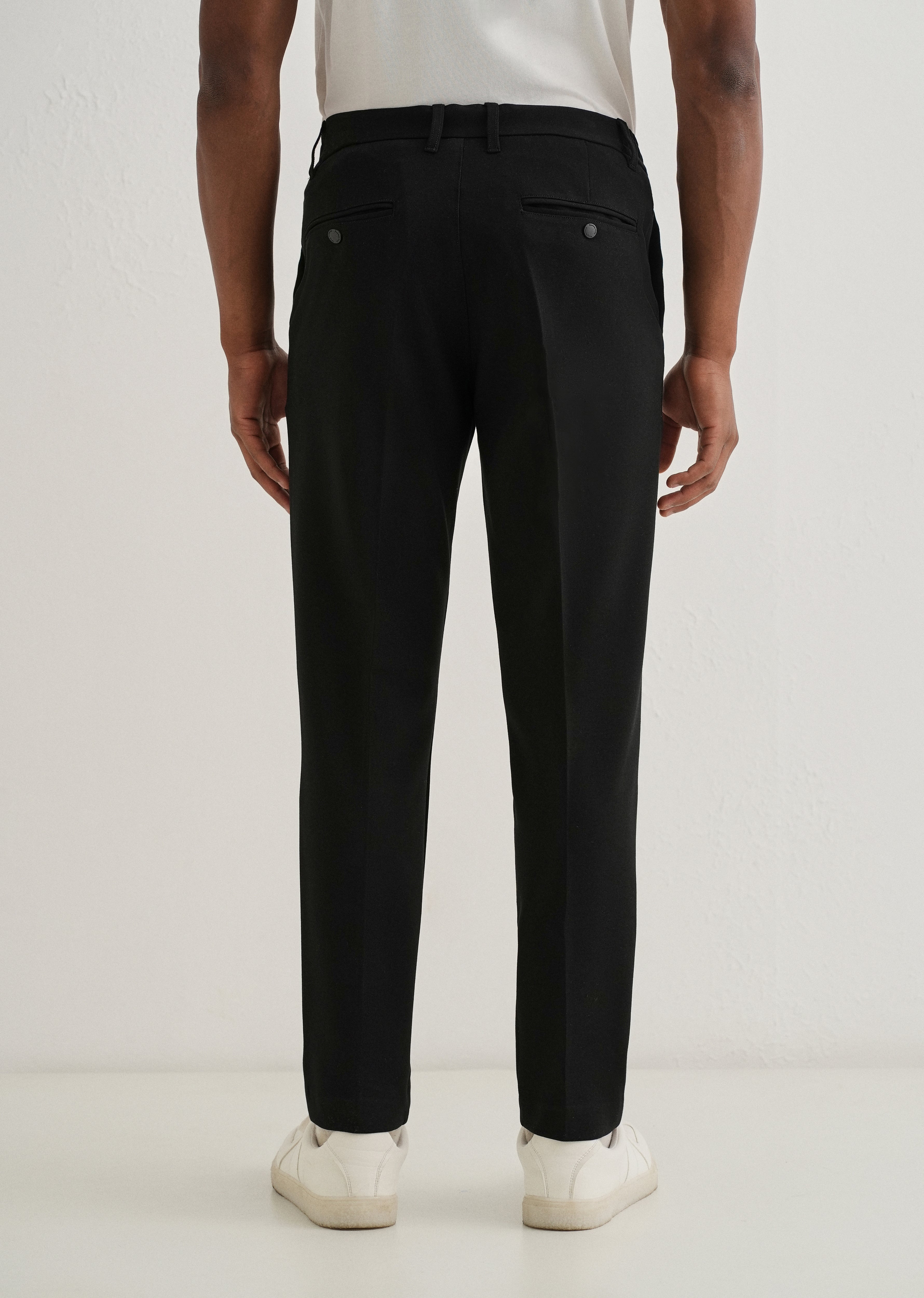 Black Semi Elasticated Slim Fit Trouser
