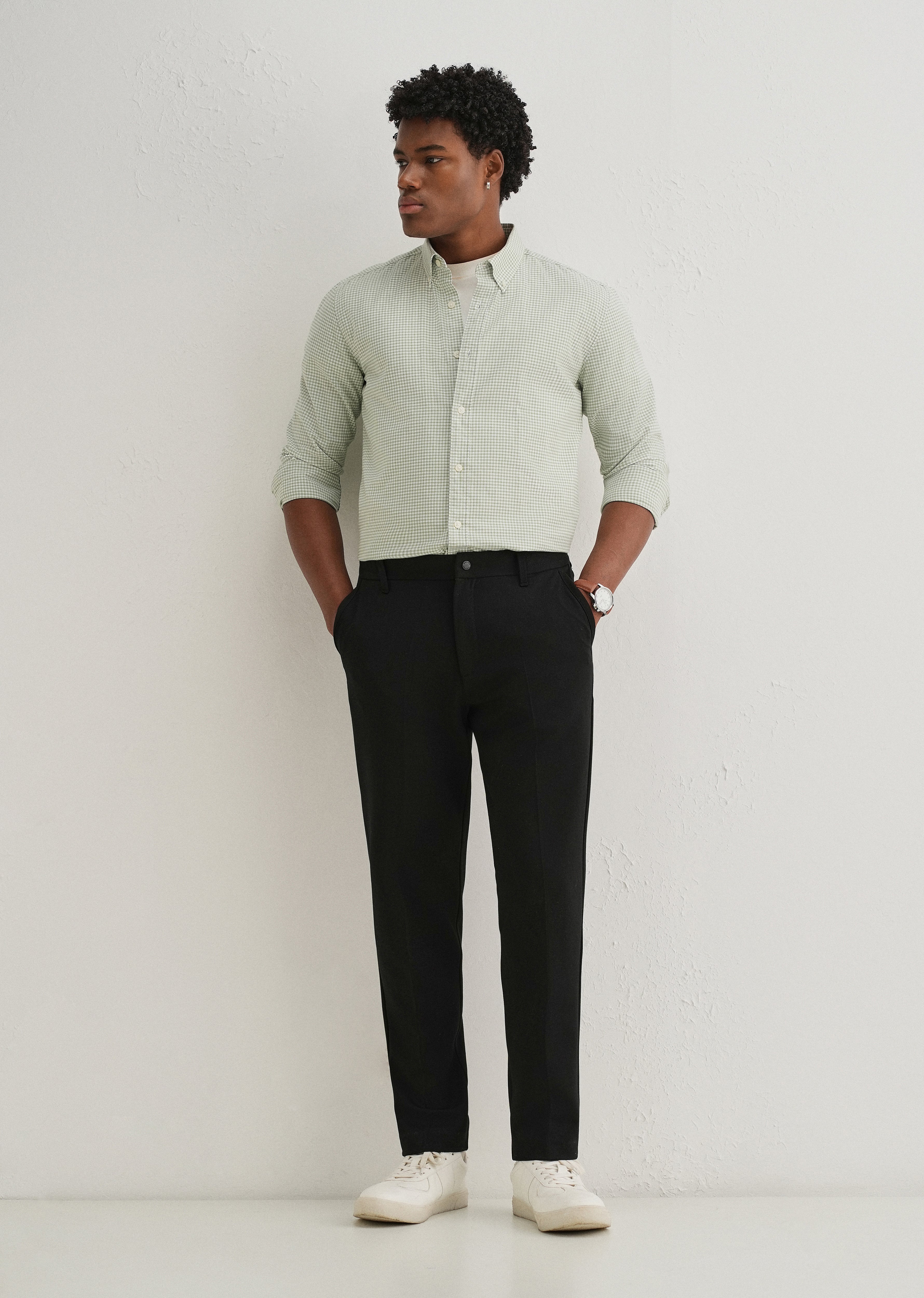 Black Semi Elasticated Slim Fit Trouser