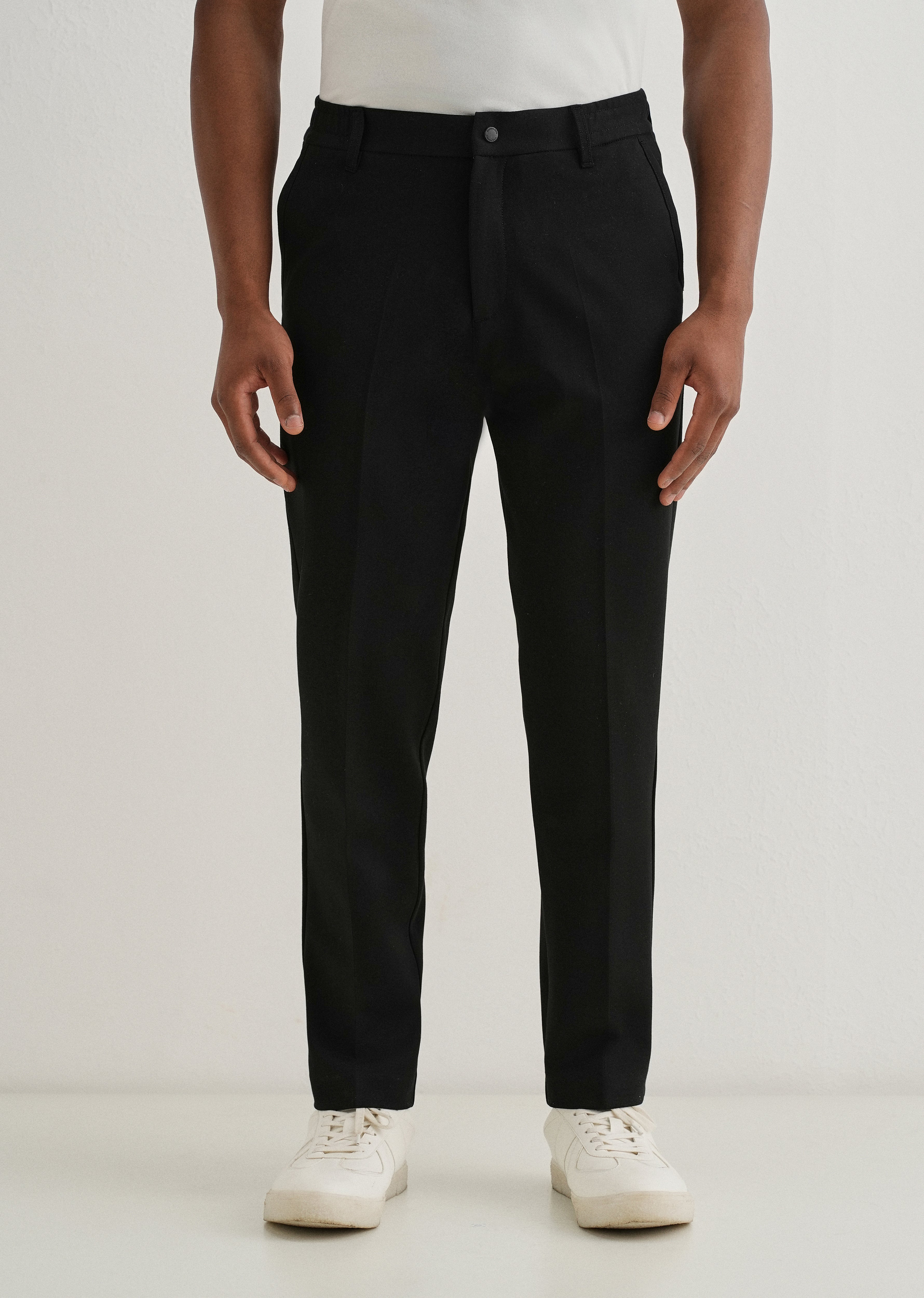Black Semi Elasticated Slim Fit Trouser