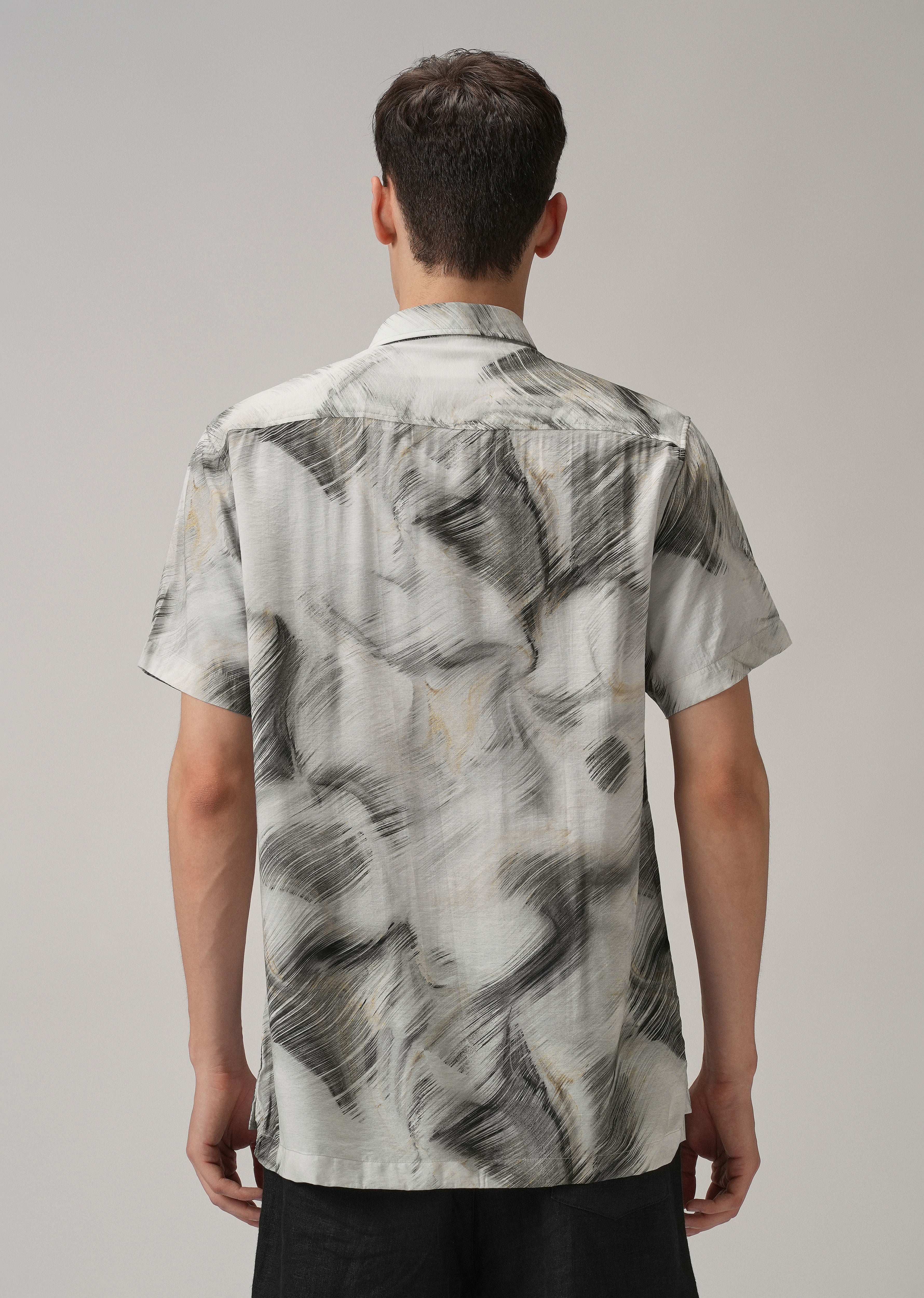 Black Silver Streak Printed Shirt