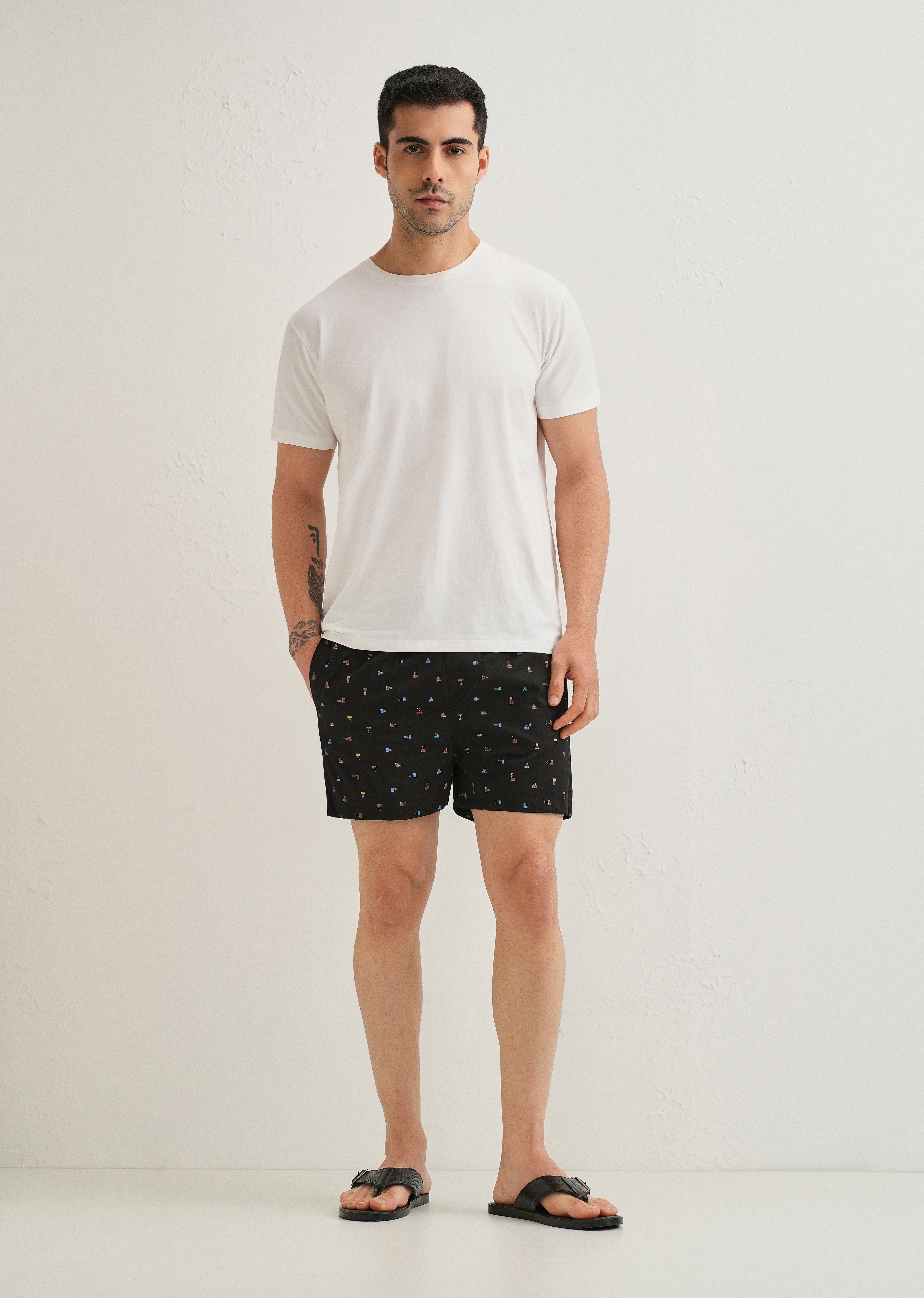 Black Stamp Printed Boxer