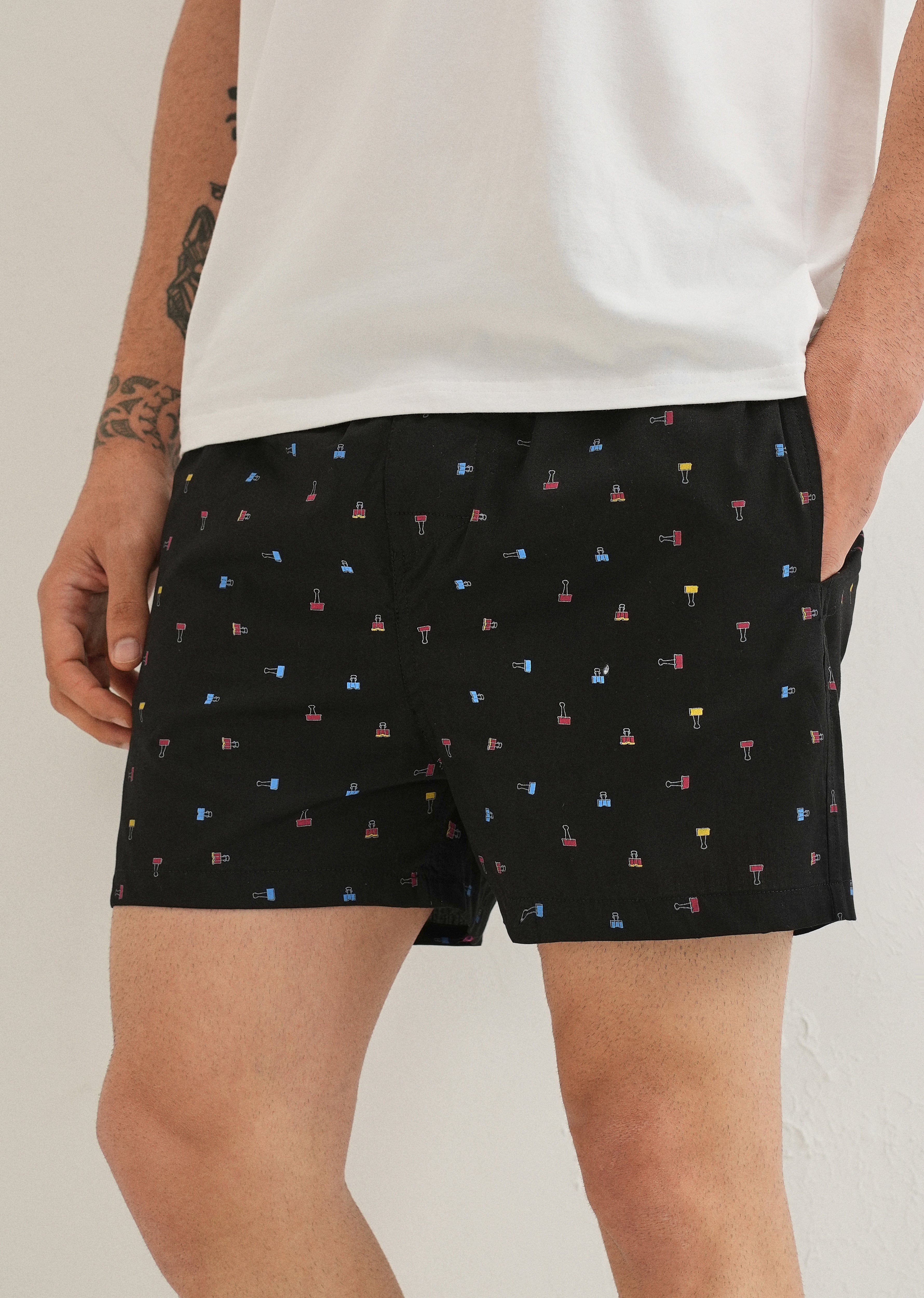 Black Stamp Printed Boxer