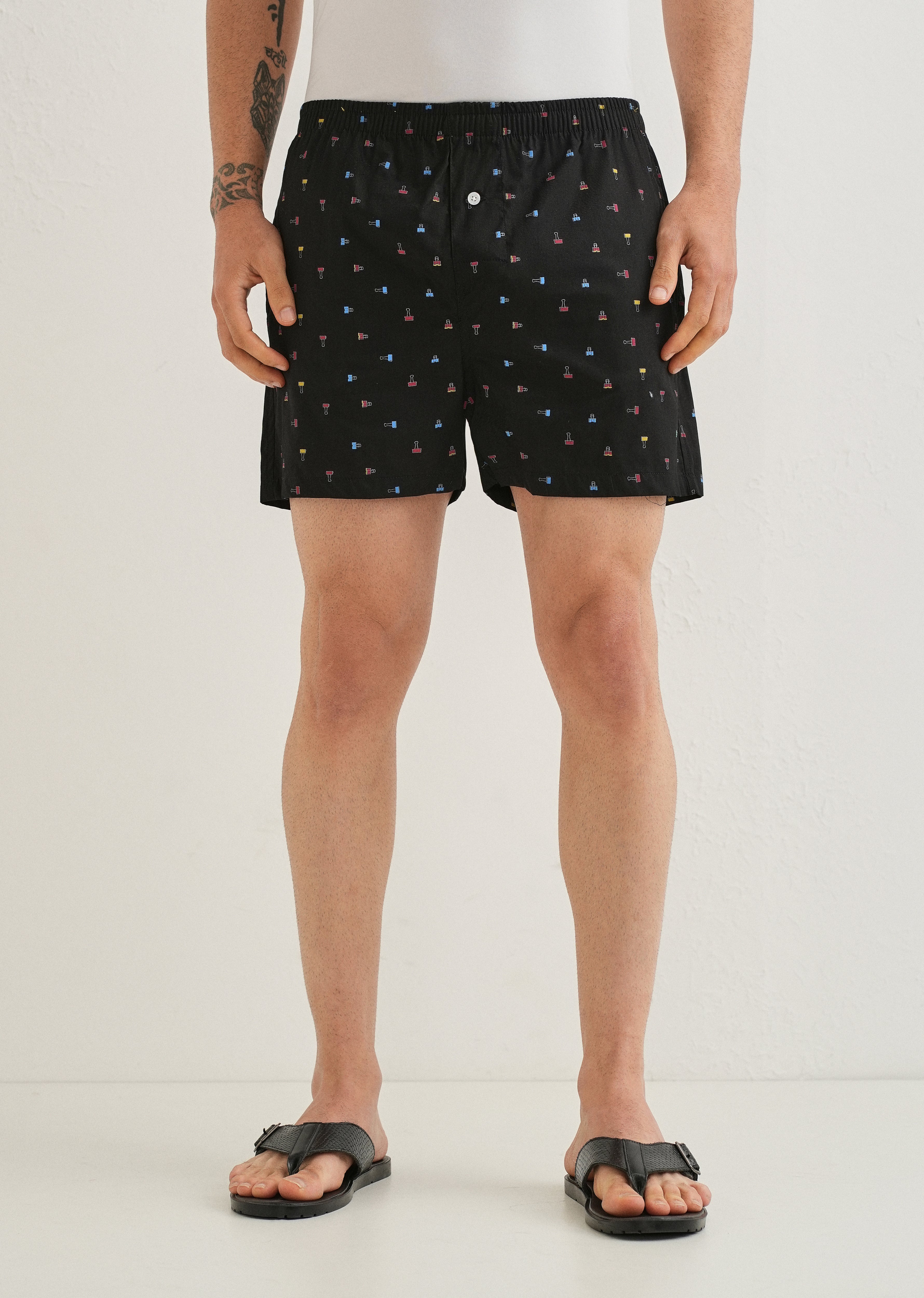 Black Stamp Printed Boxer