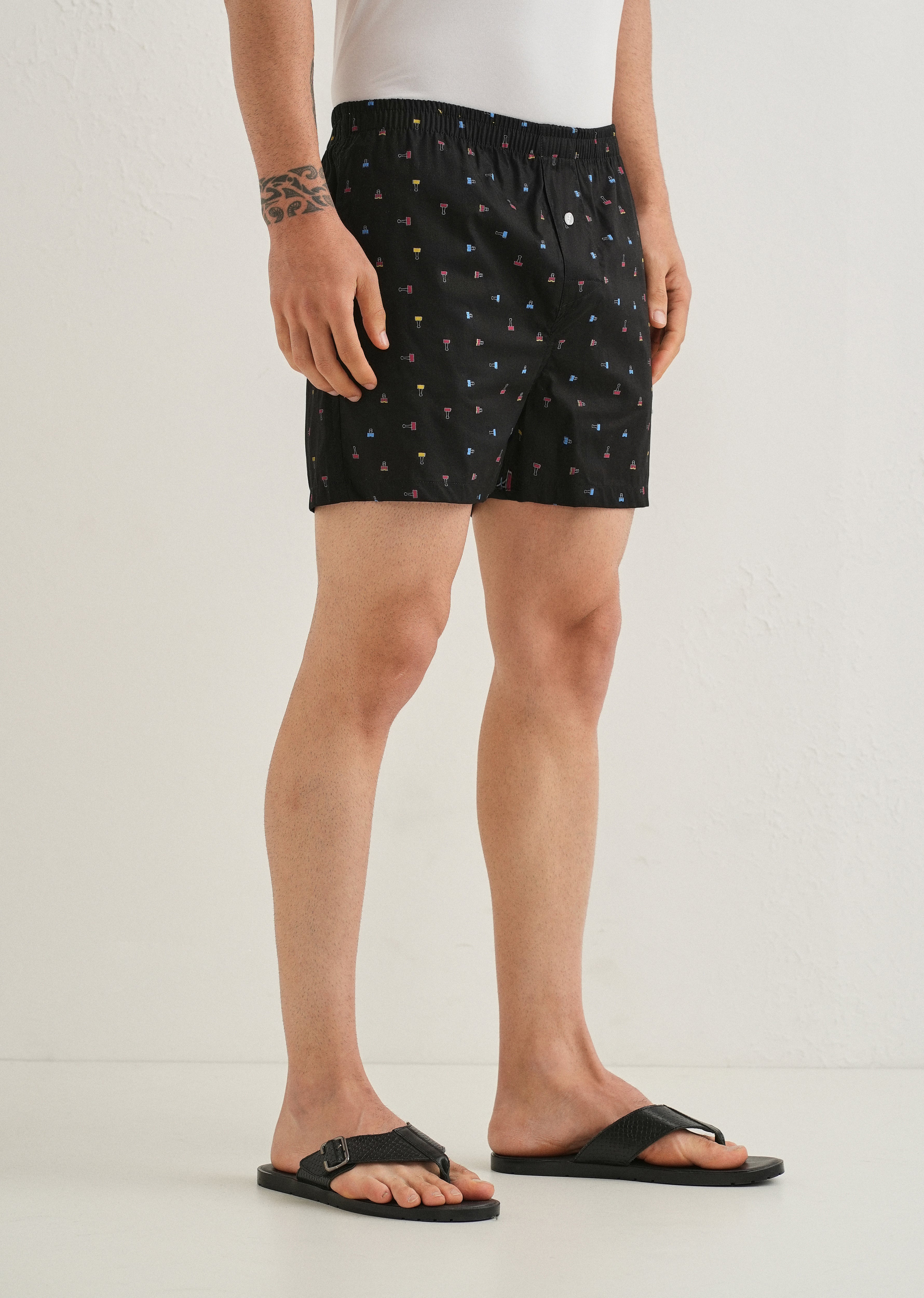 Black Stamp Printed Boxer