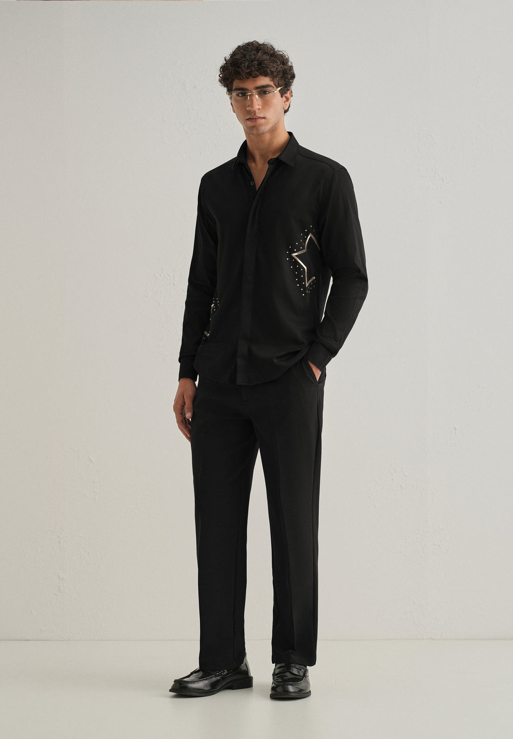 Black Sequence Star Designer Shirt