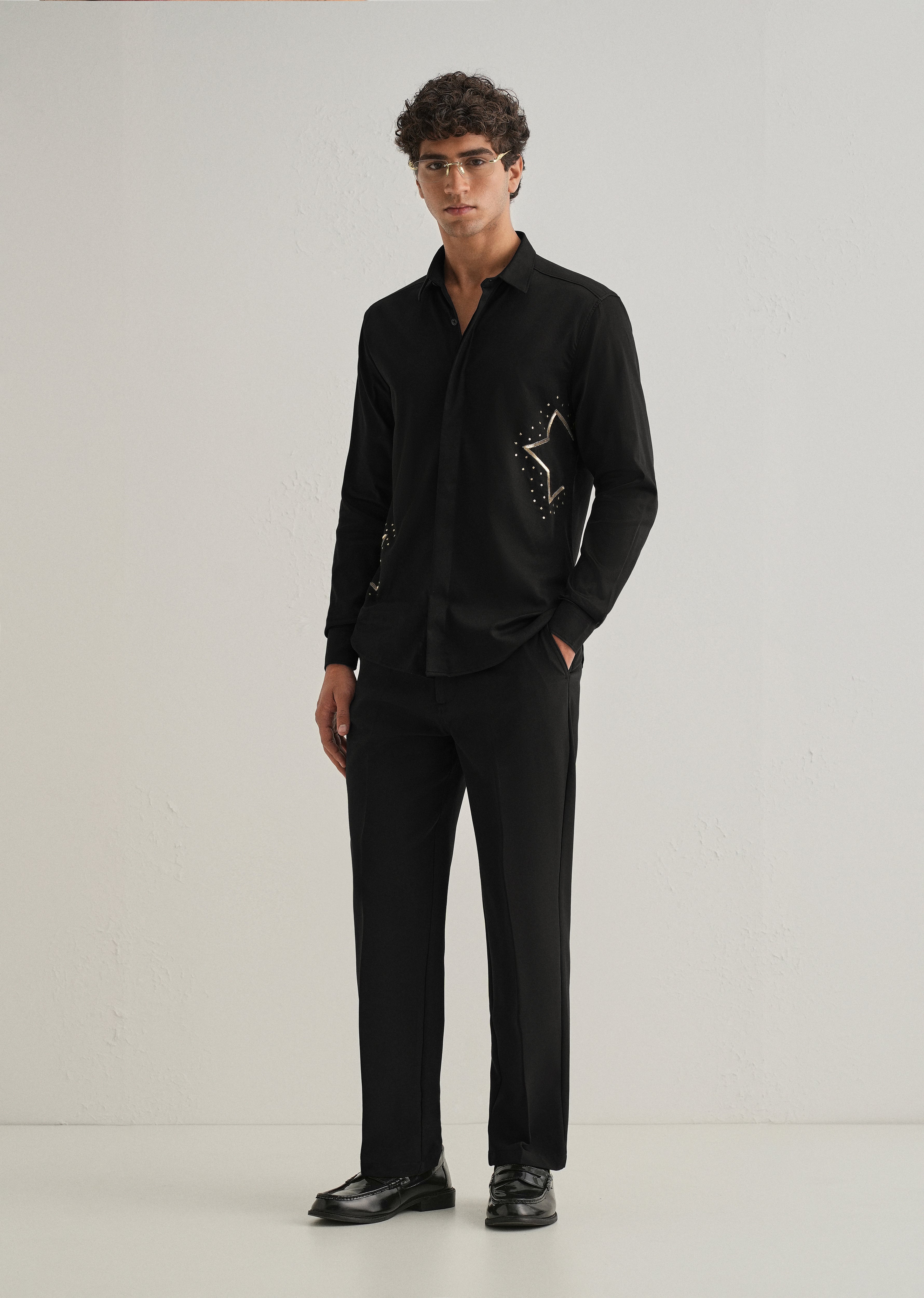 Black Sequence Star Designer Shirt