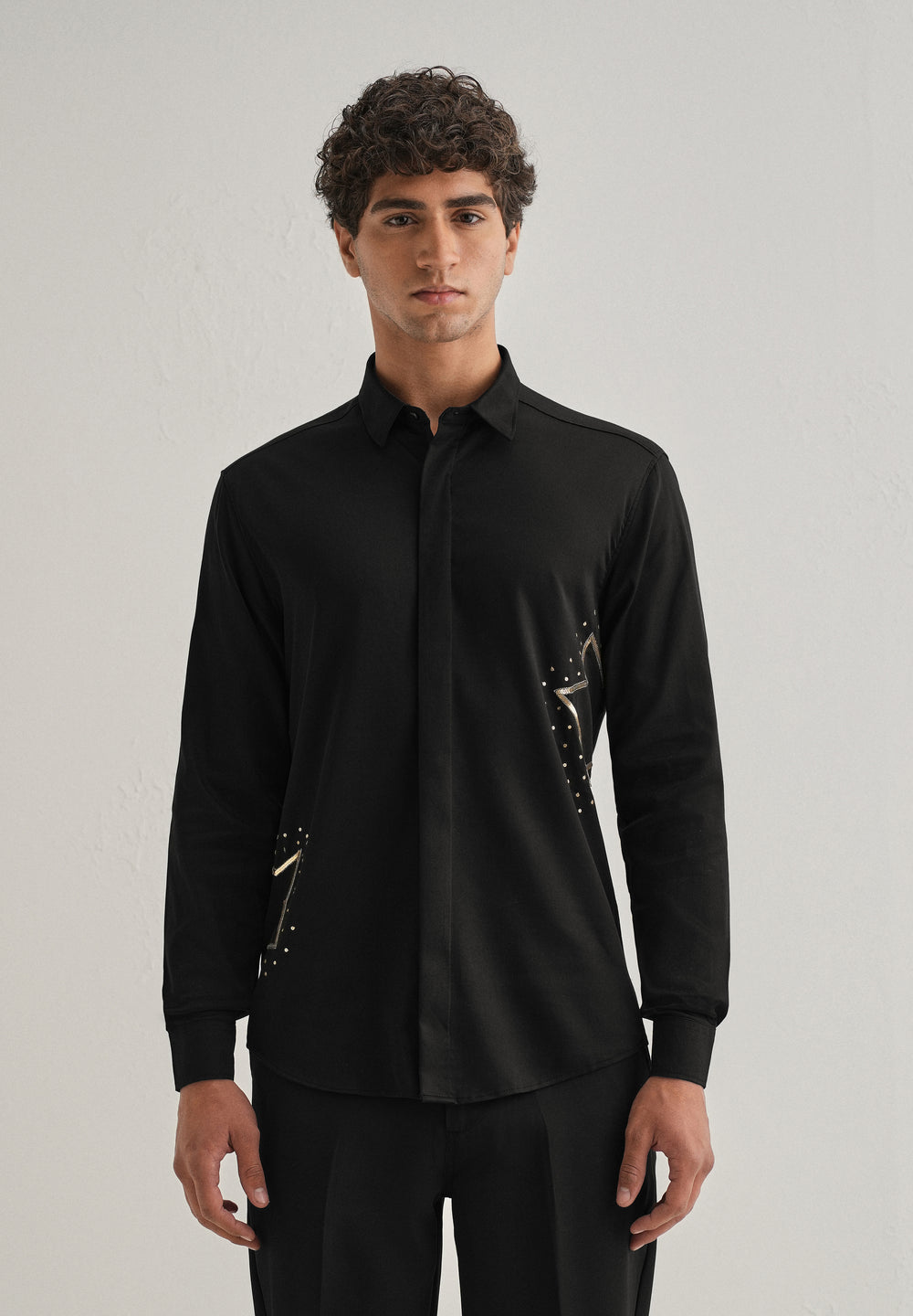 Black Sequence Star Designer Shirt