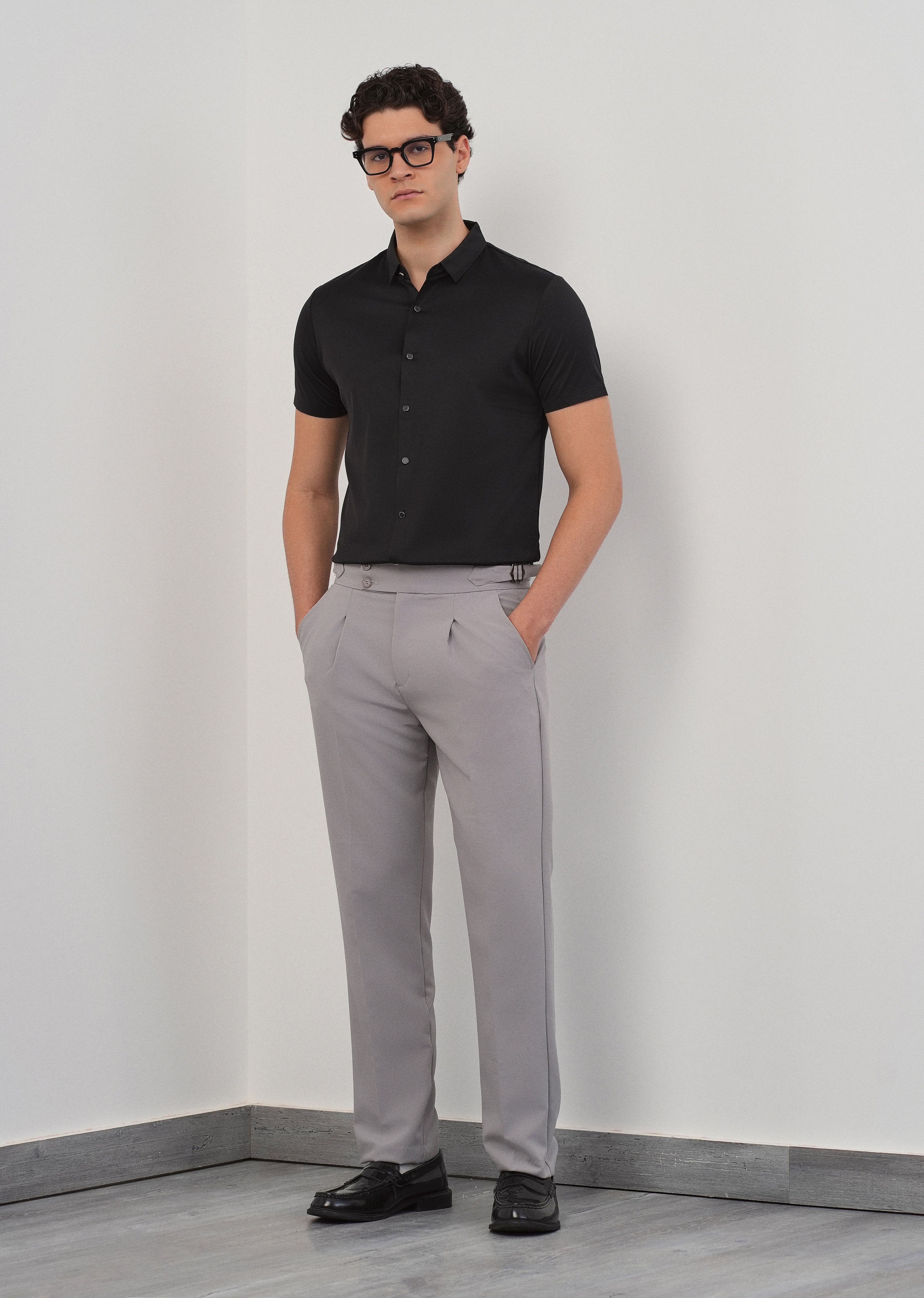 Black Stitchless Plain Half Sleeve Shirt