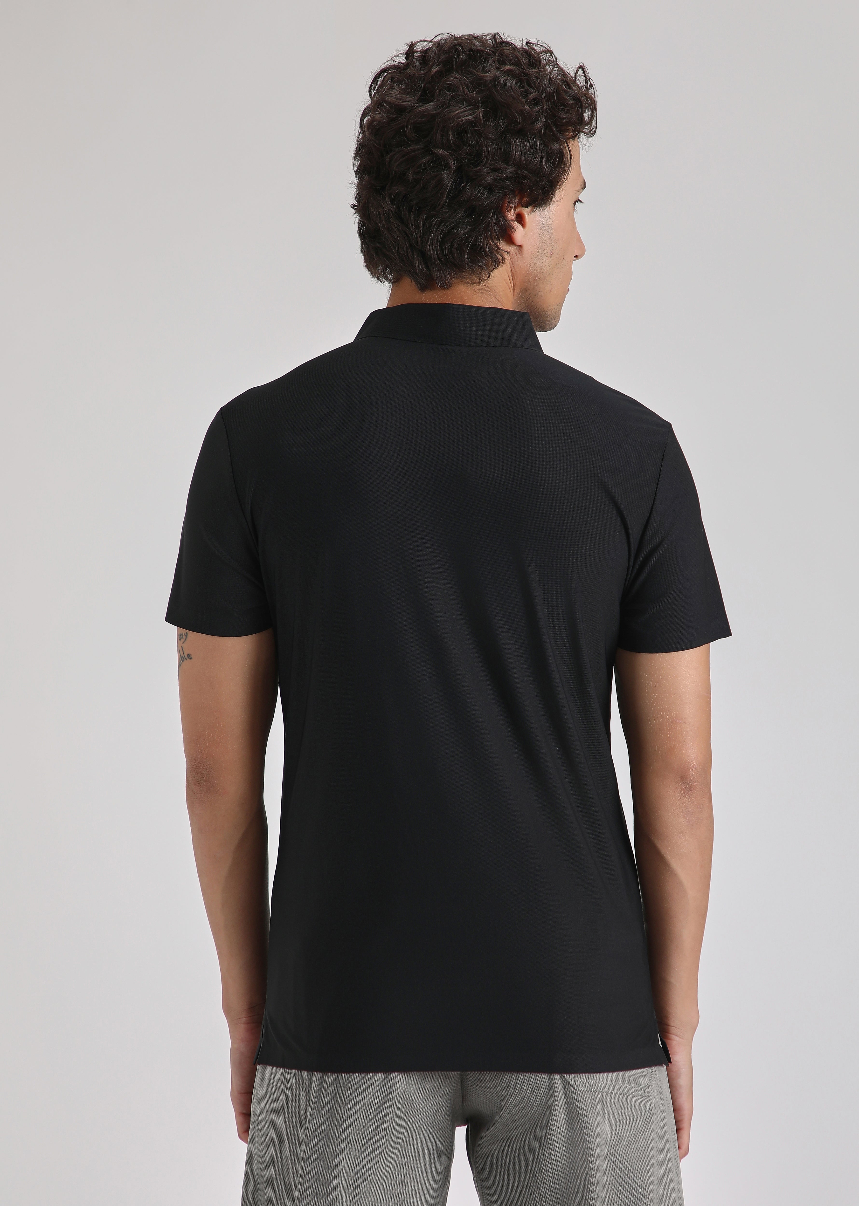 Black Stitchless Polo T-shirt
