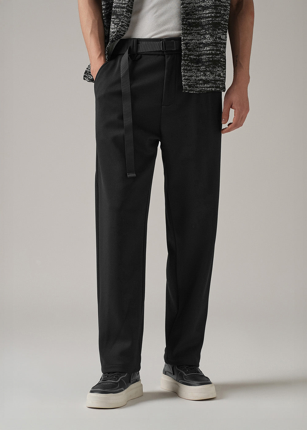 Black Stretch Elasticated Pant