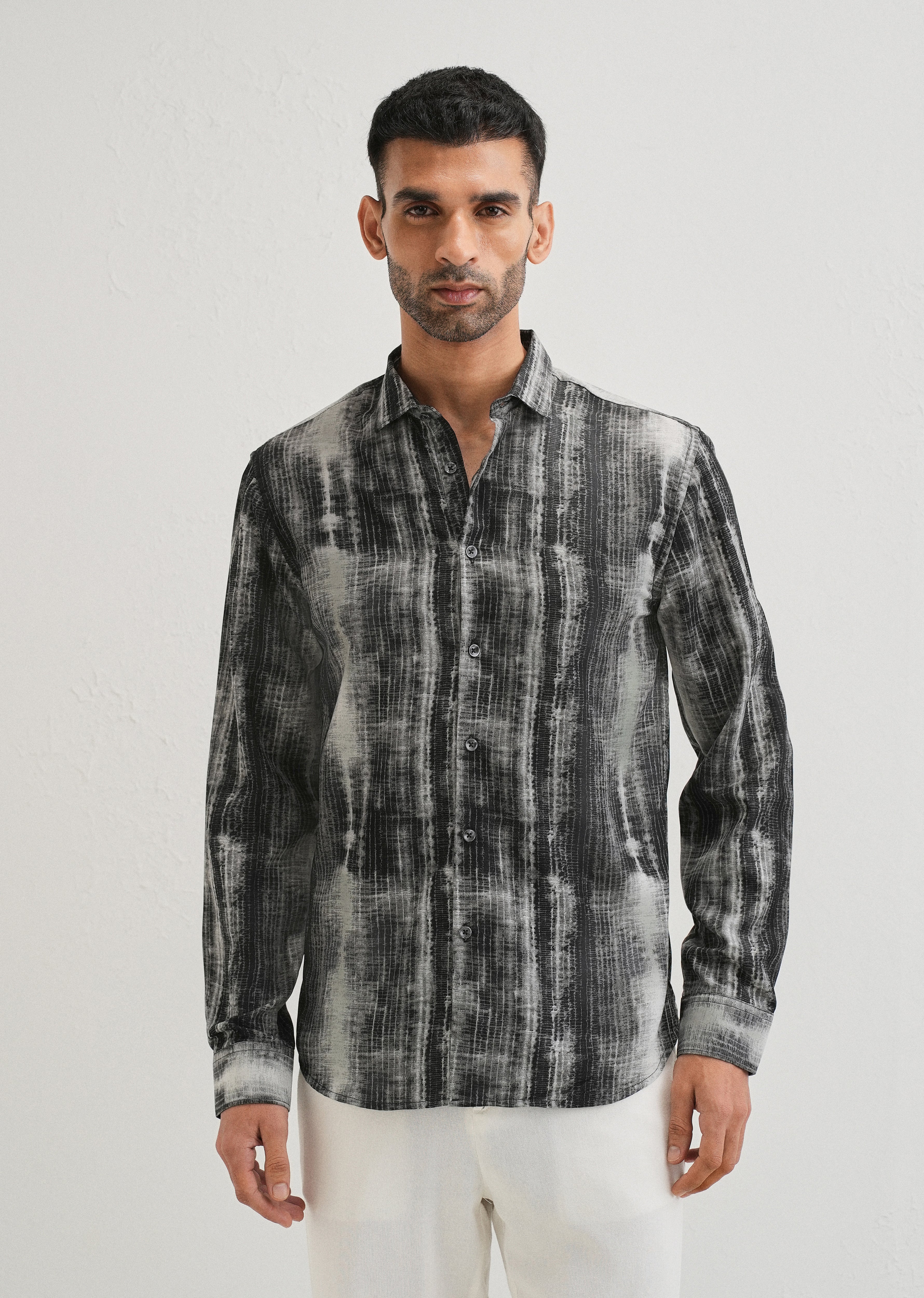 Black Stripe Abstract Printed Shirt