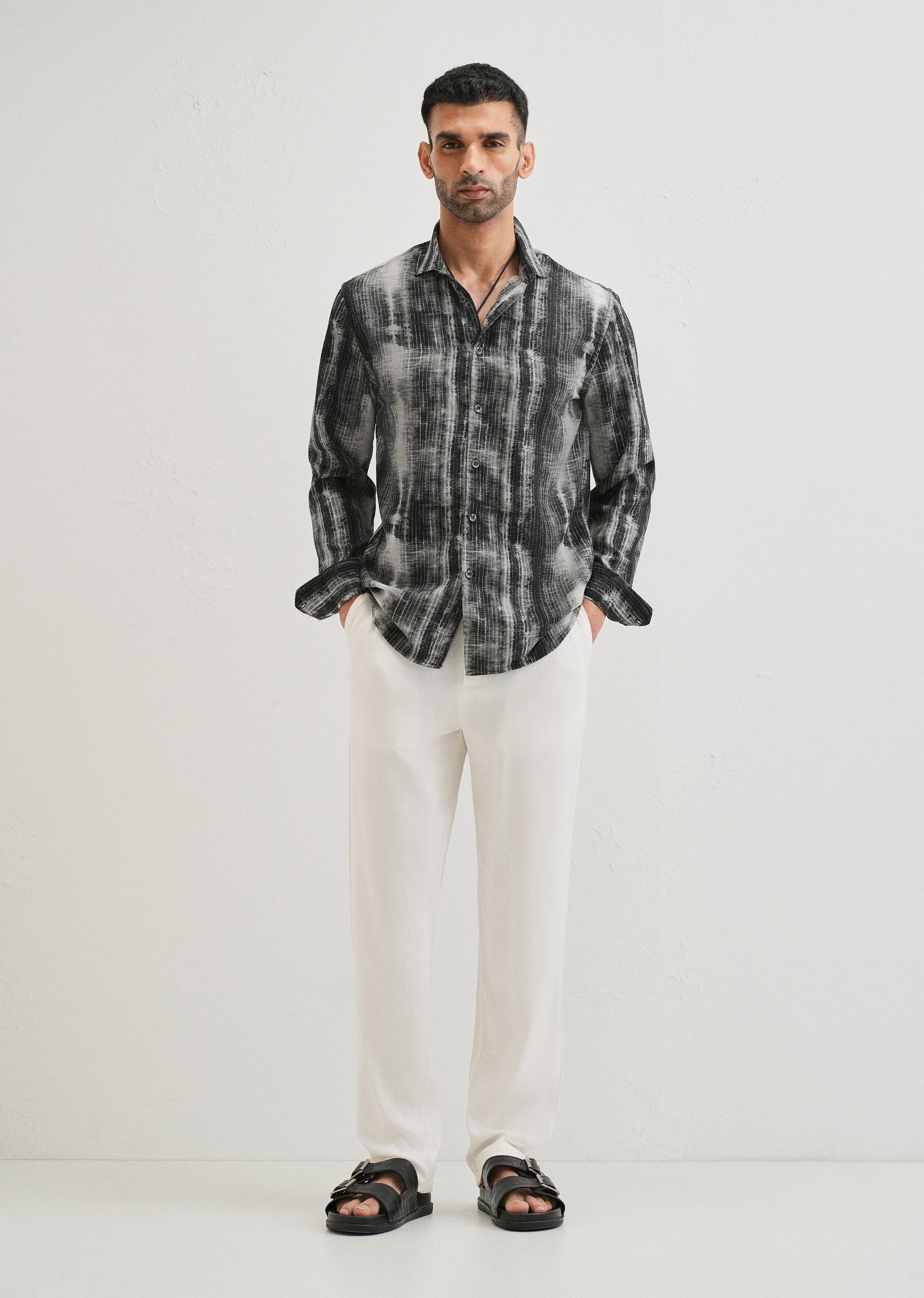 Black Stripe Abstract Printed Shirt