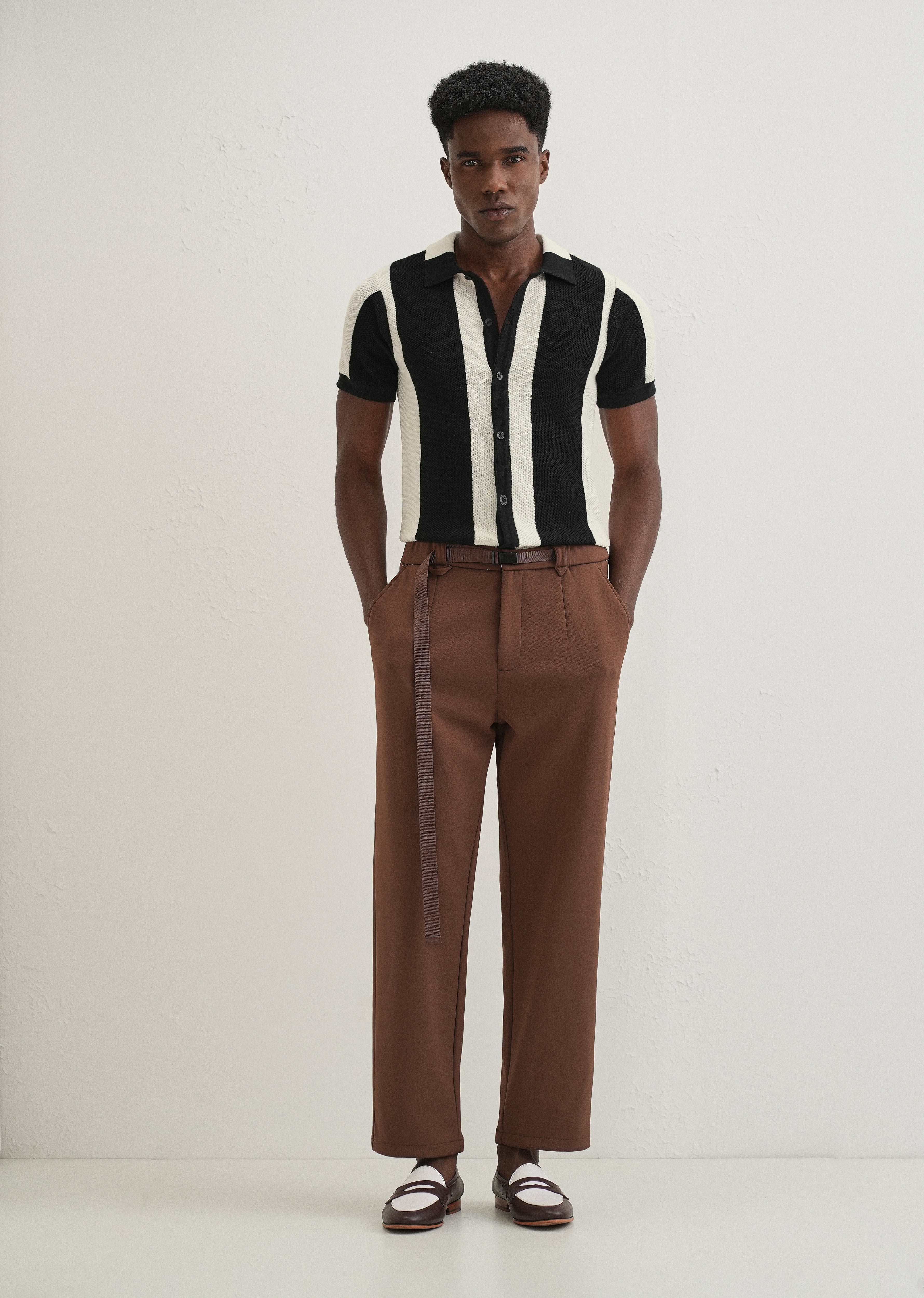 Black Stripe Knitted Shirt