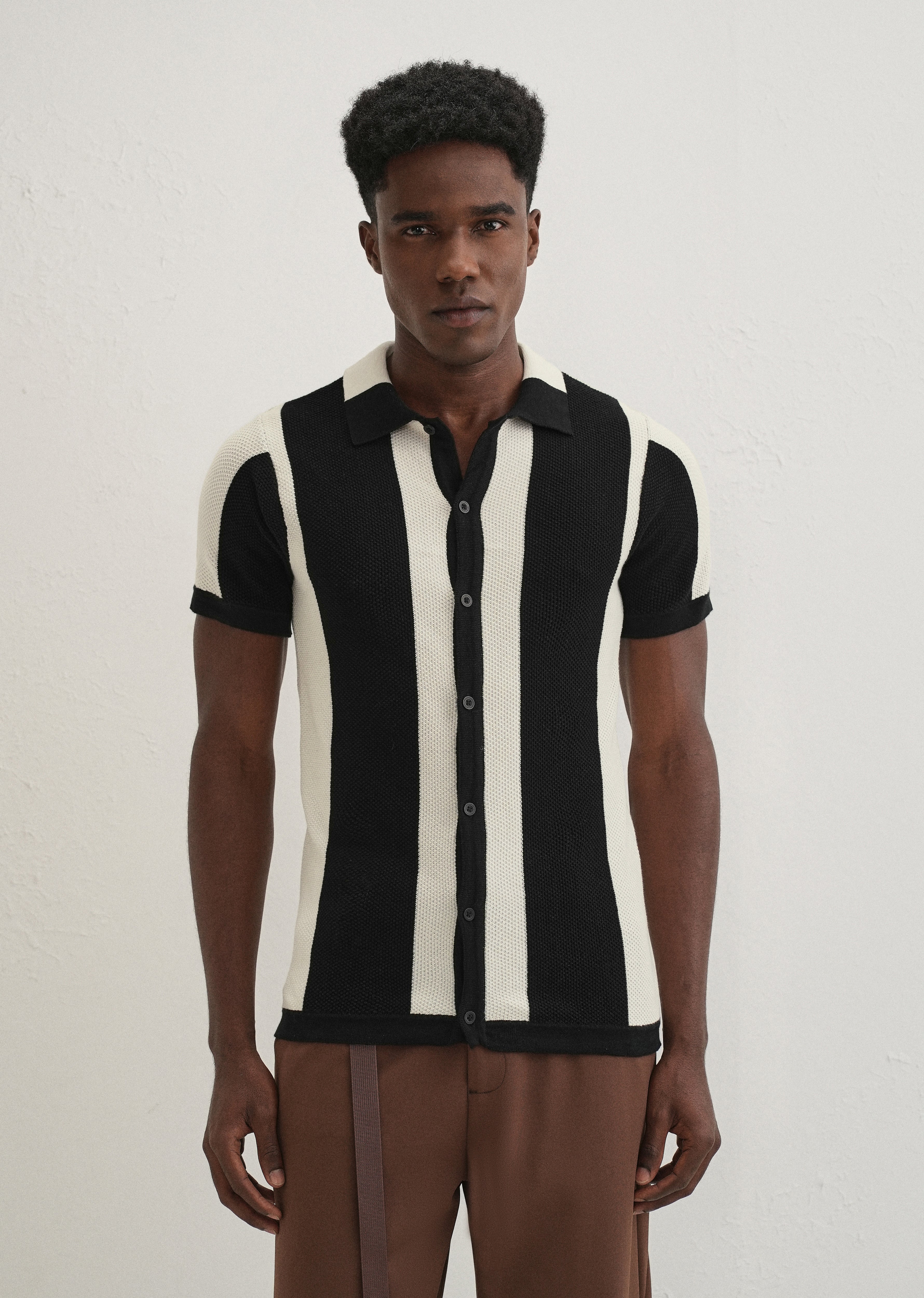 Black Stripe Knitted Shirt
