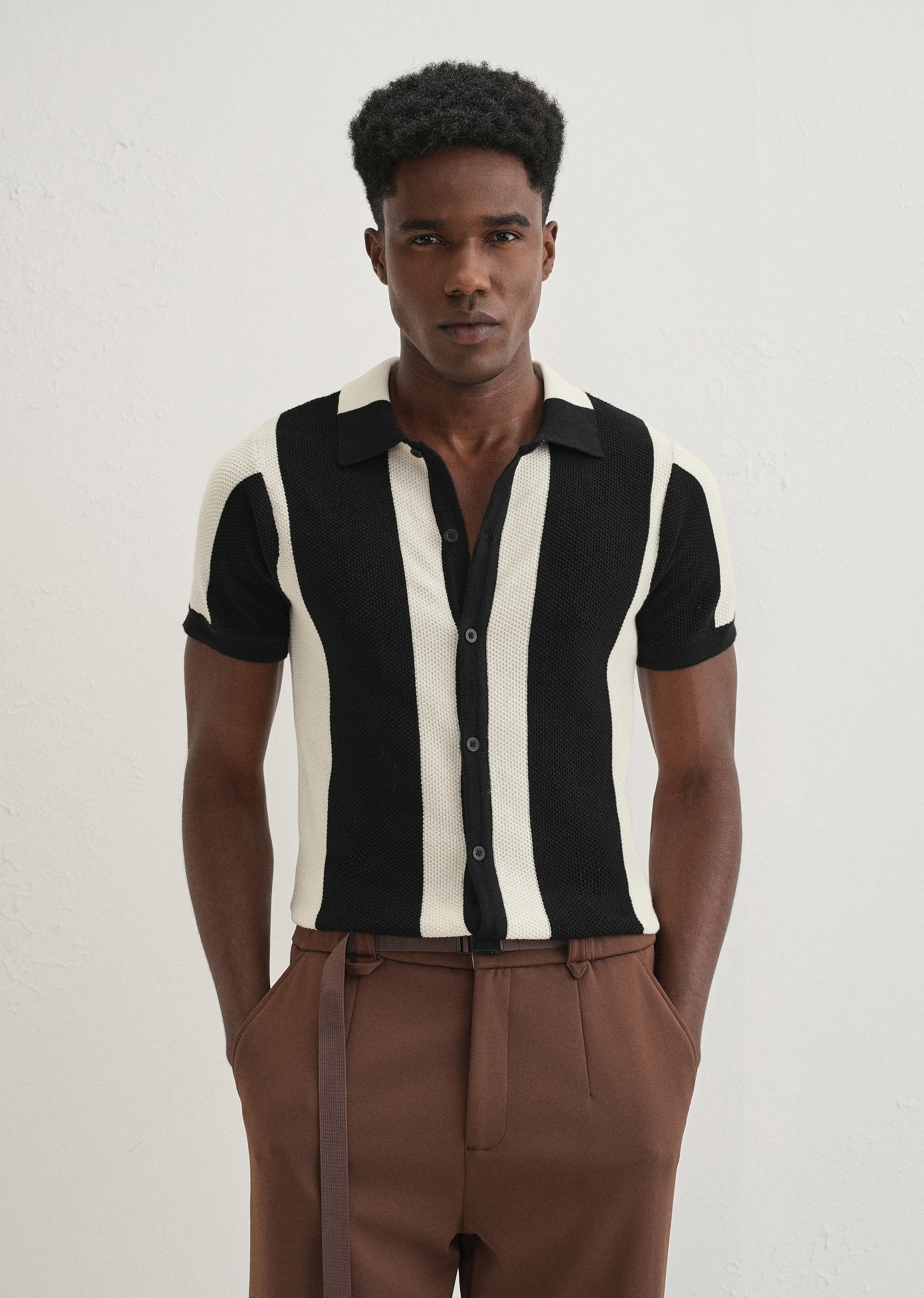 Black Stripe Knitted Shirt