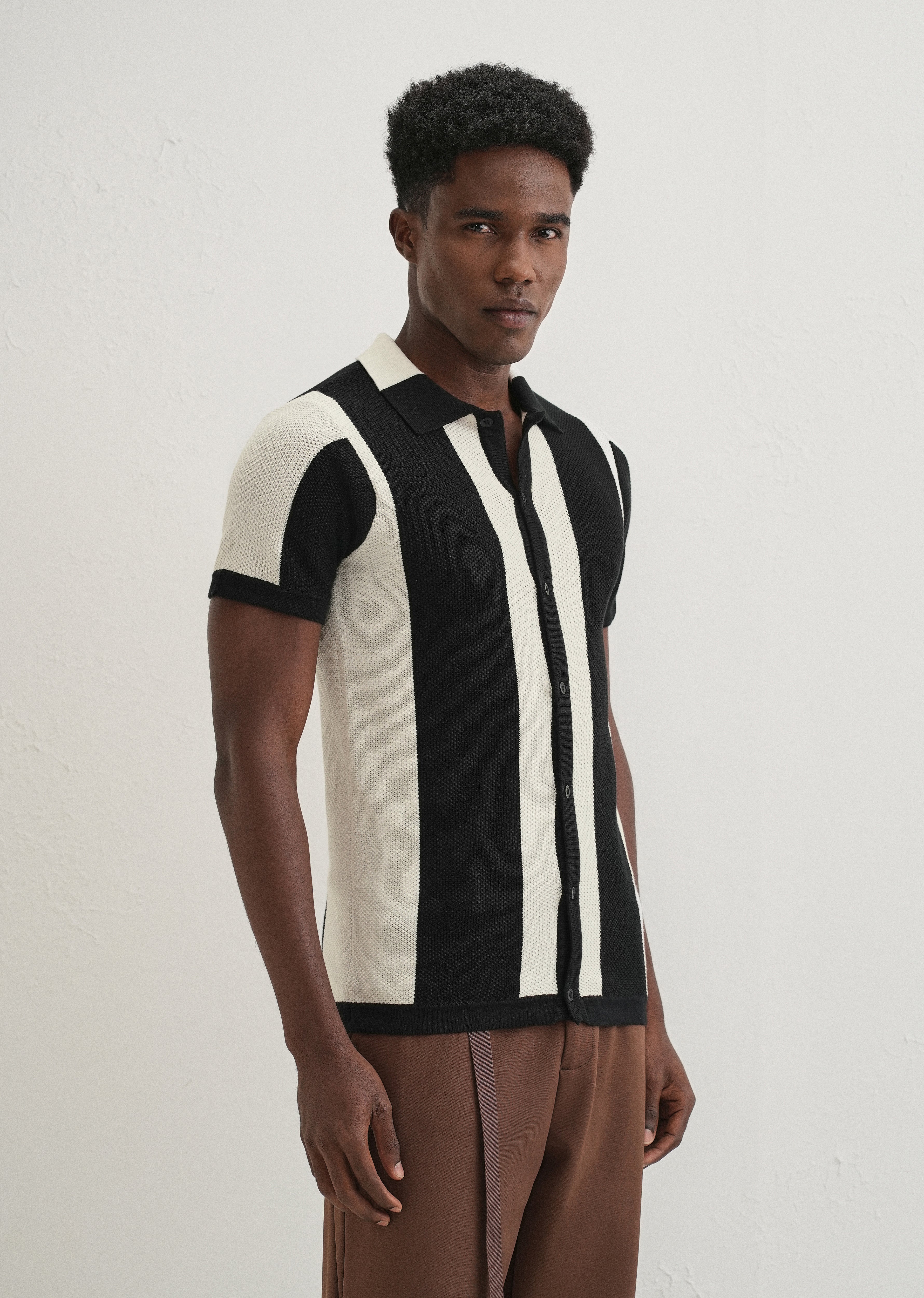 Black Stripe Knitted Shirt