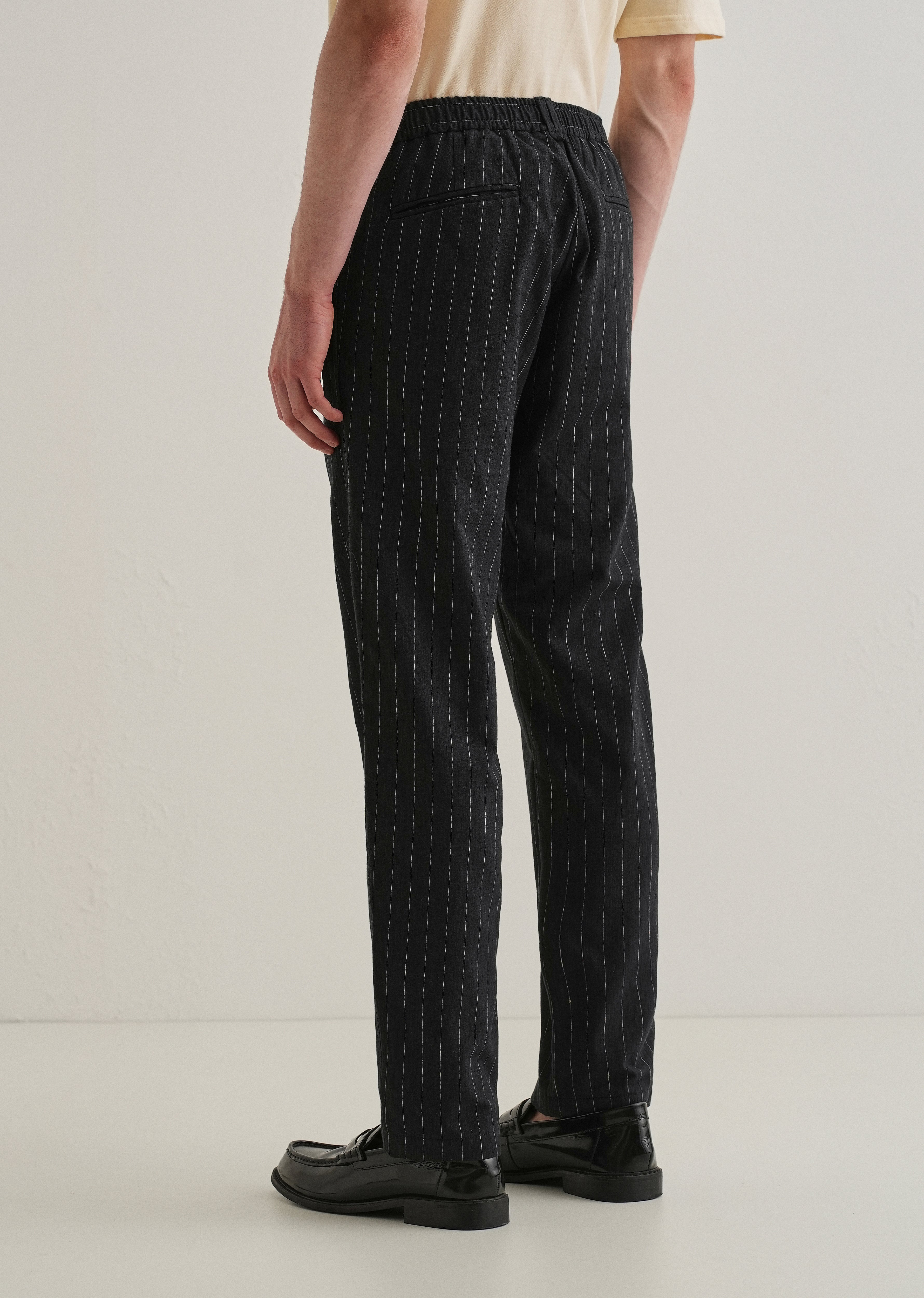 Black Stripe Relaxed Linen Trouser