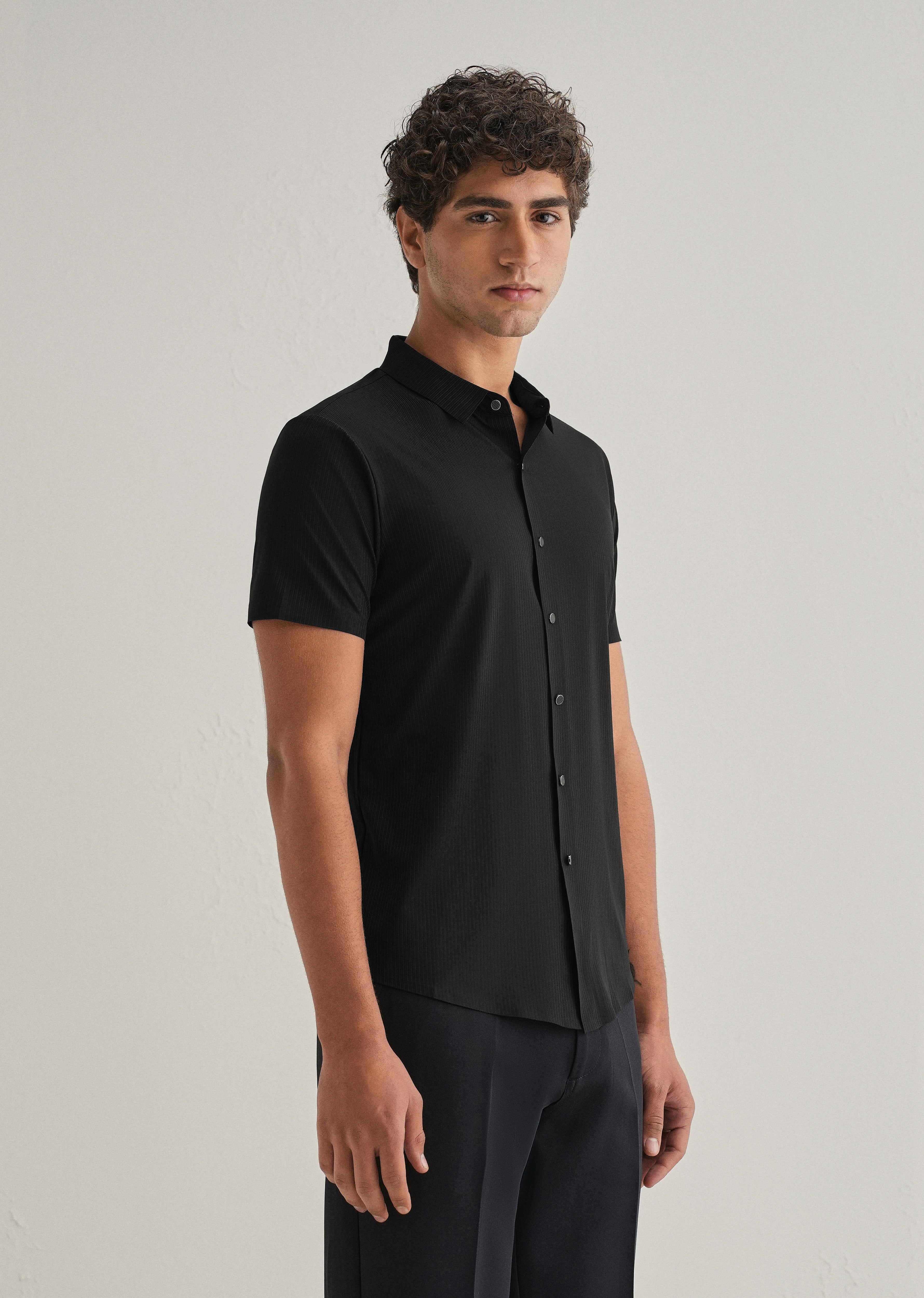 Black Stripe Seamless Shirt