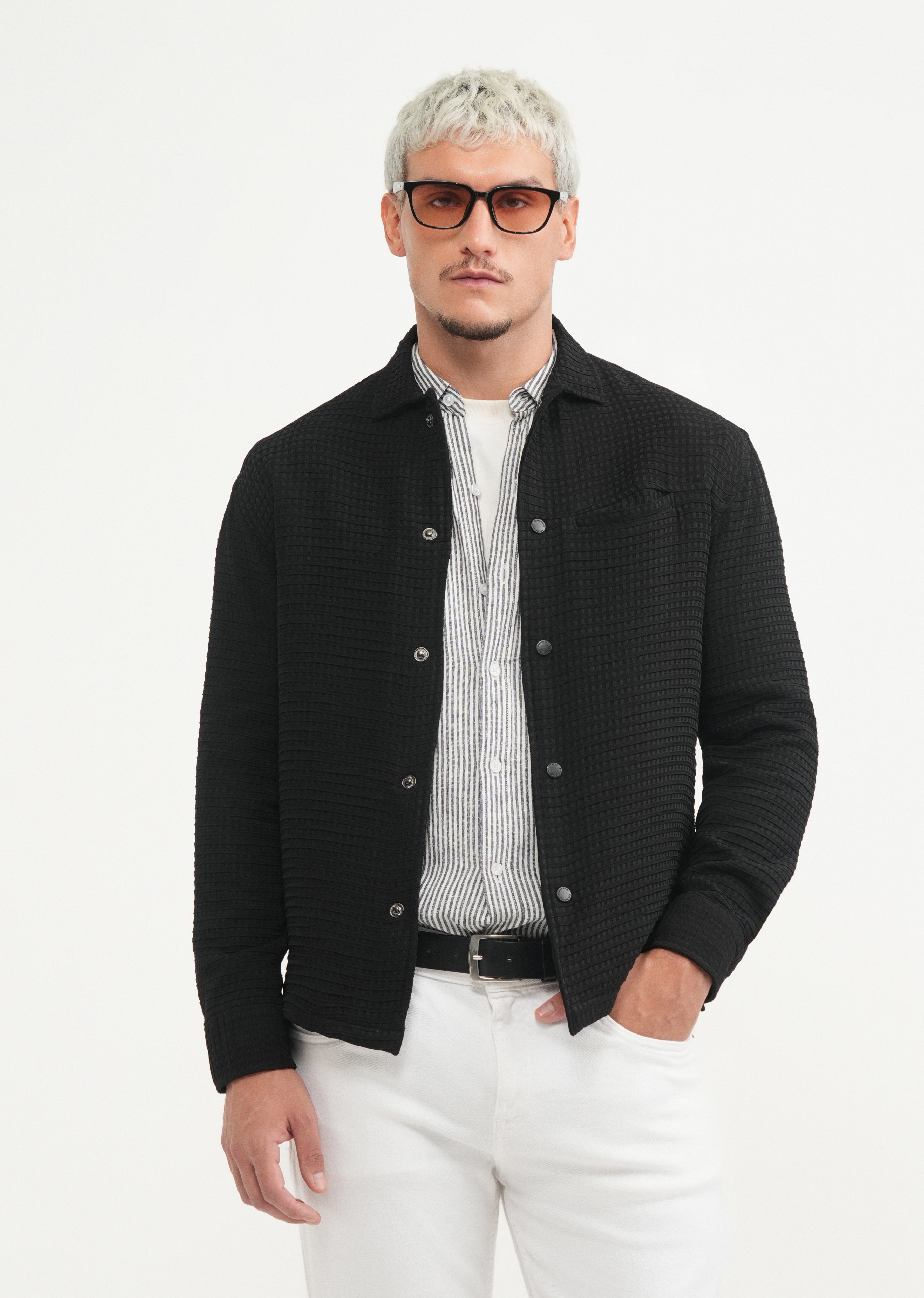 Black Textured Shacket
