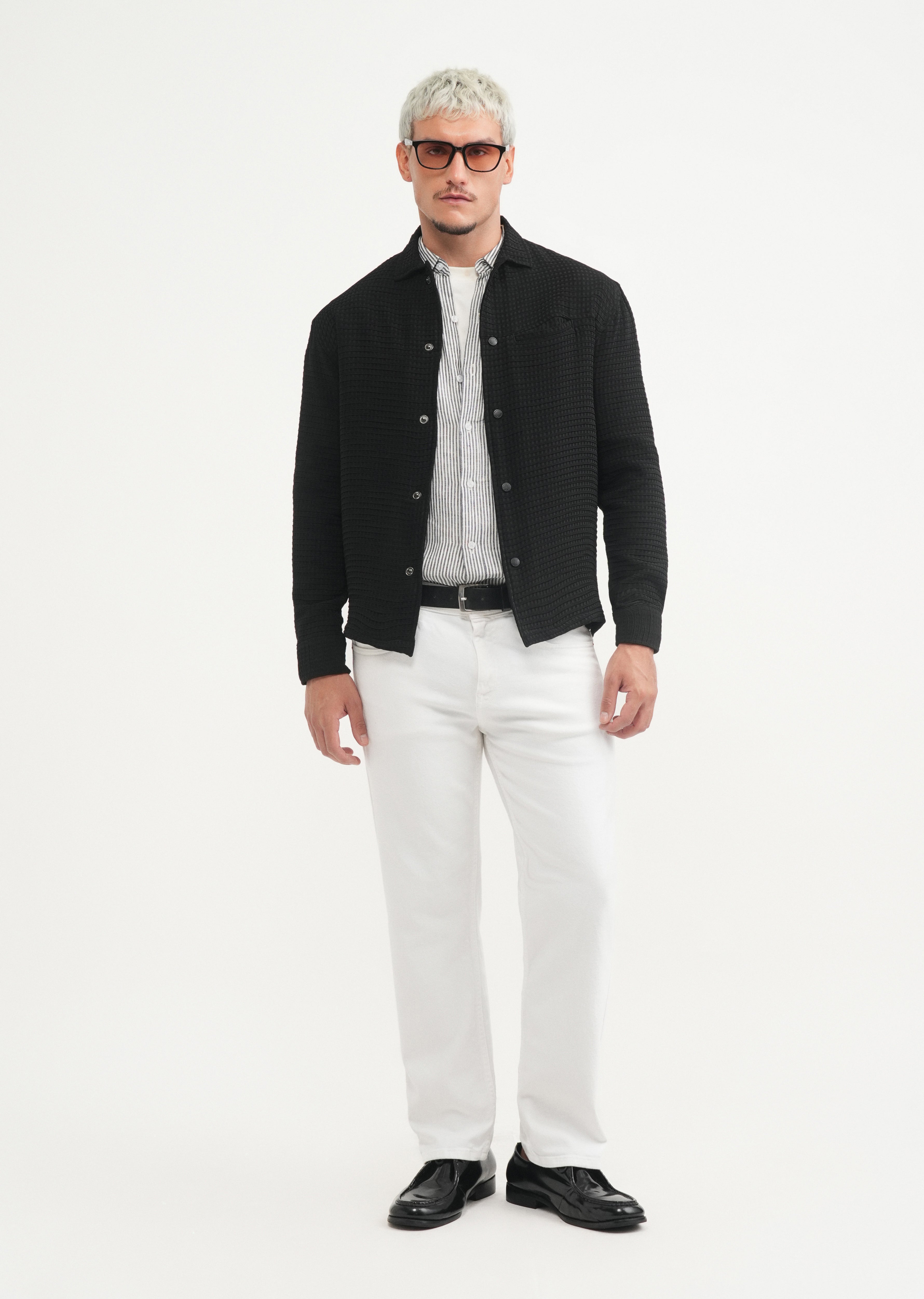 Black Textured Shacket