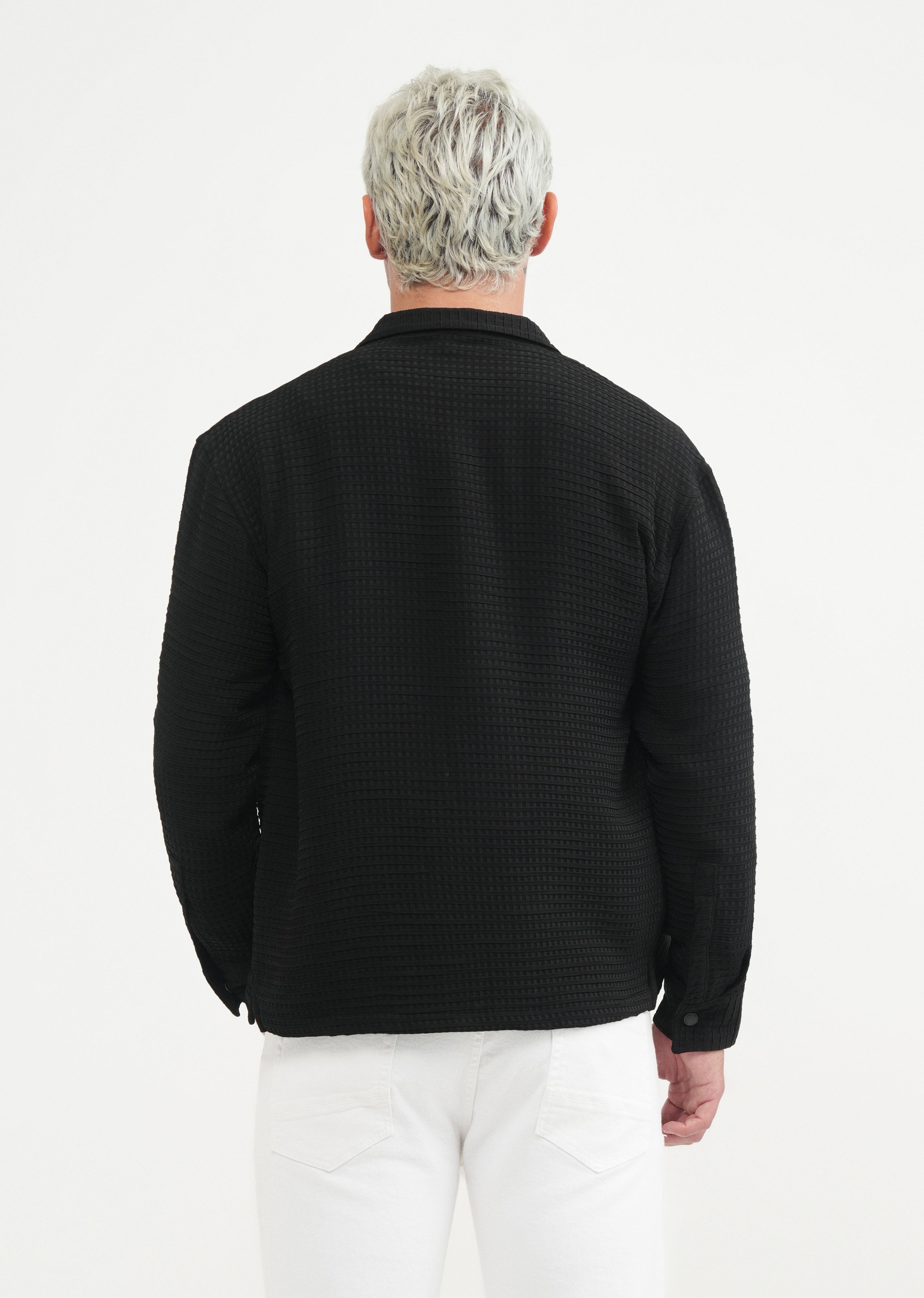 Black Textured Shacket