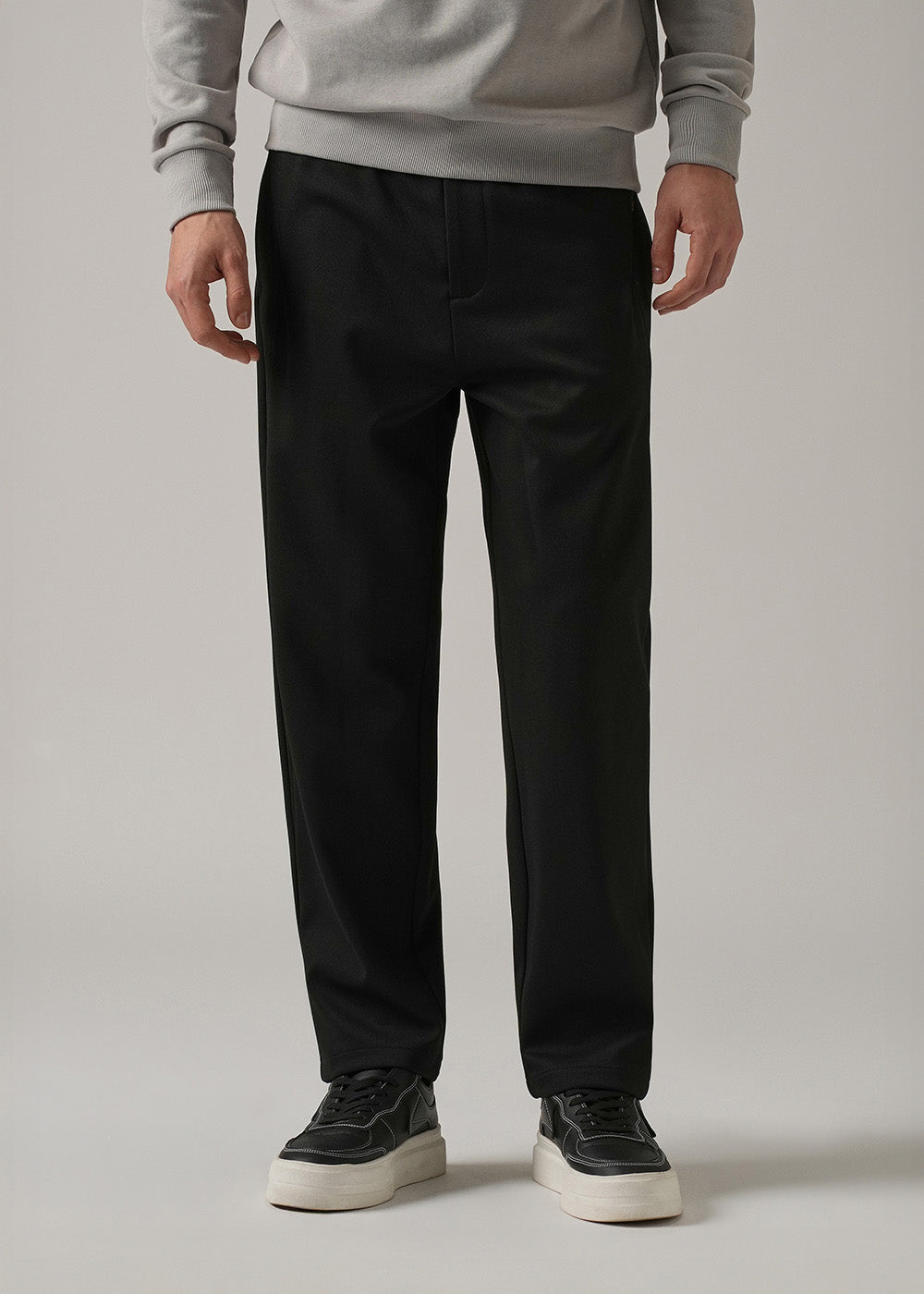 Black Textured Stretch Pant