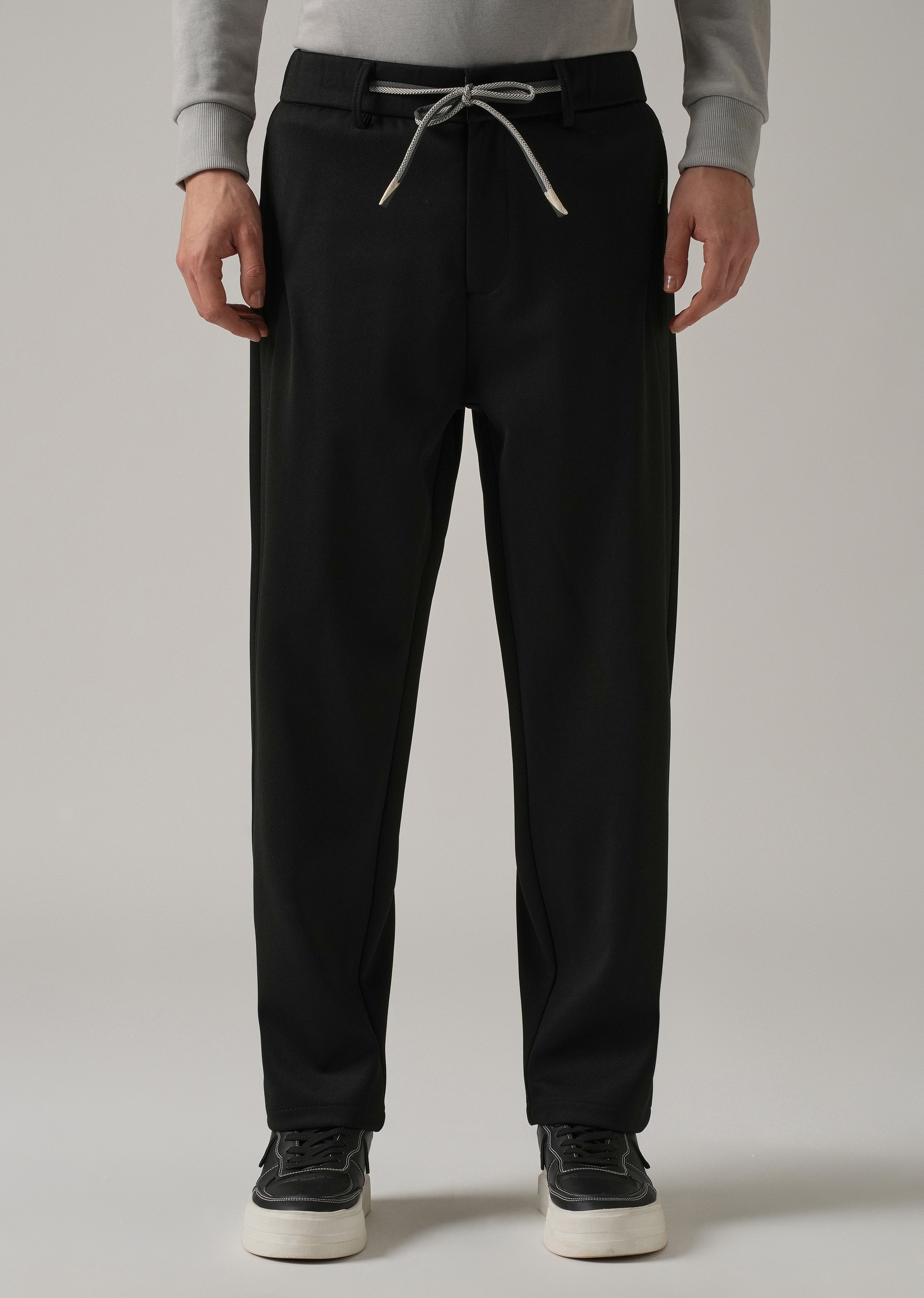 Black Textured Stretch Pant