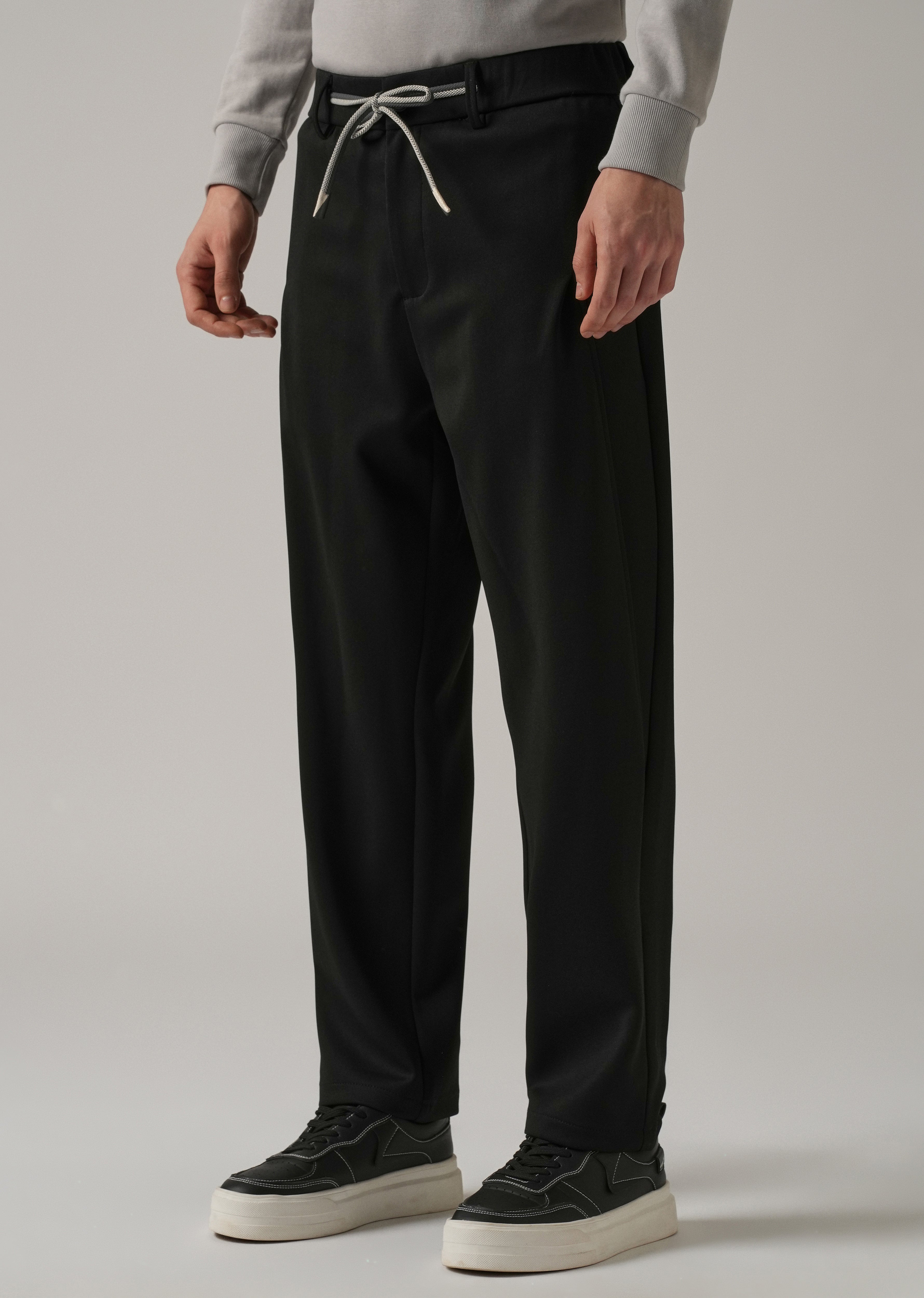Black Textured Stretch Pant