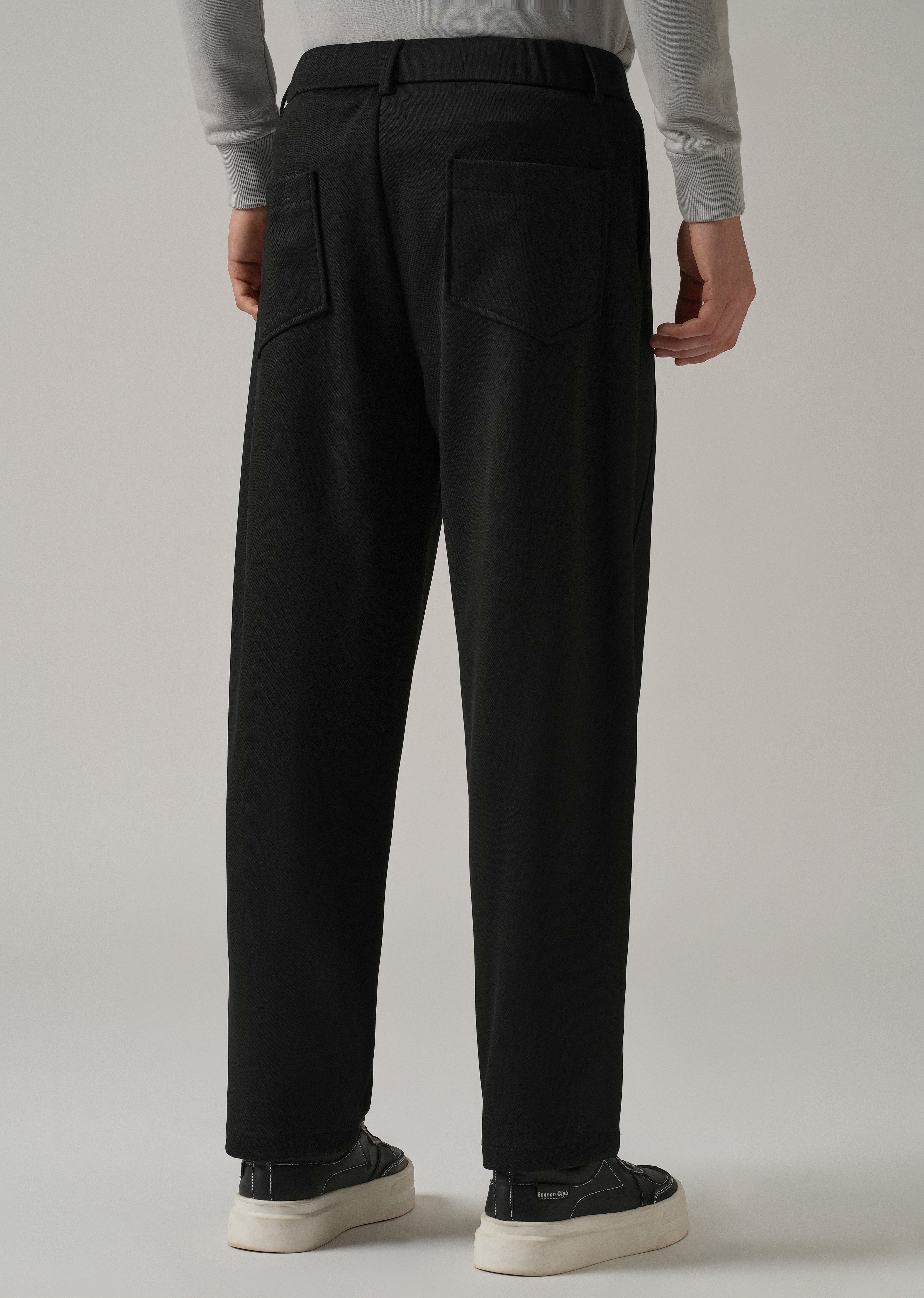 Black Textured Stretch Pant