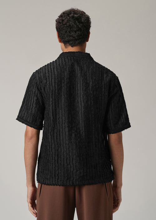 Black Clip Jacquard Stripe Shirt