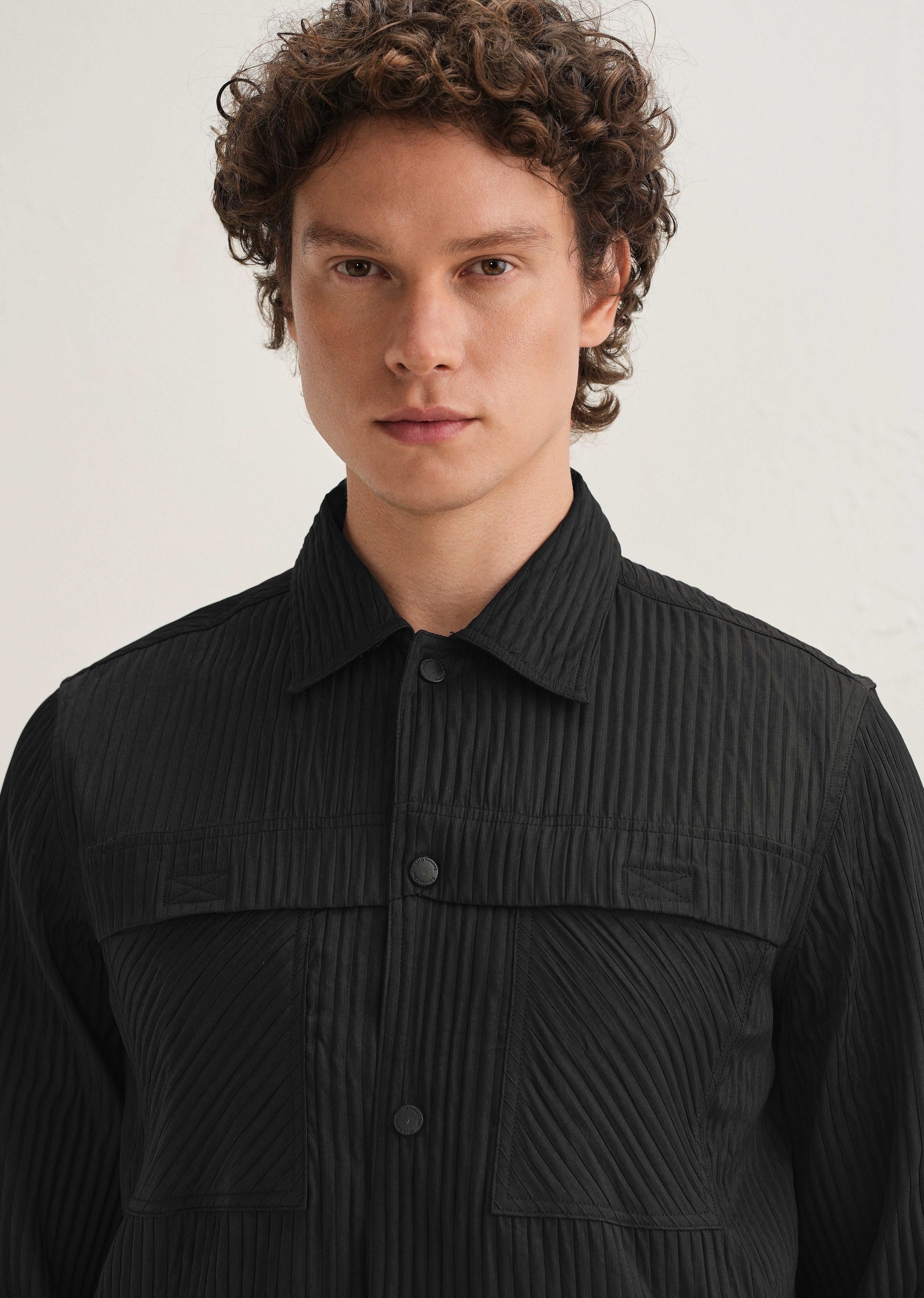 Black Textured Utility Shacket