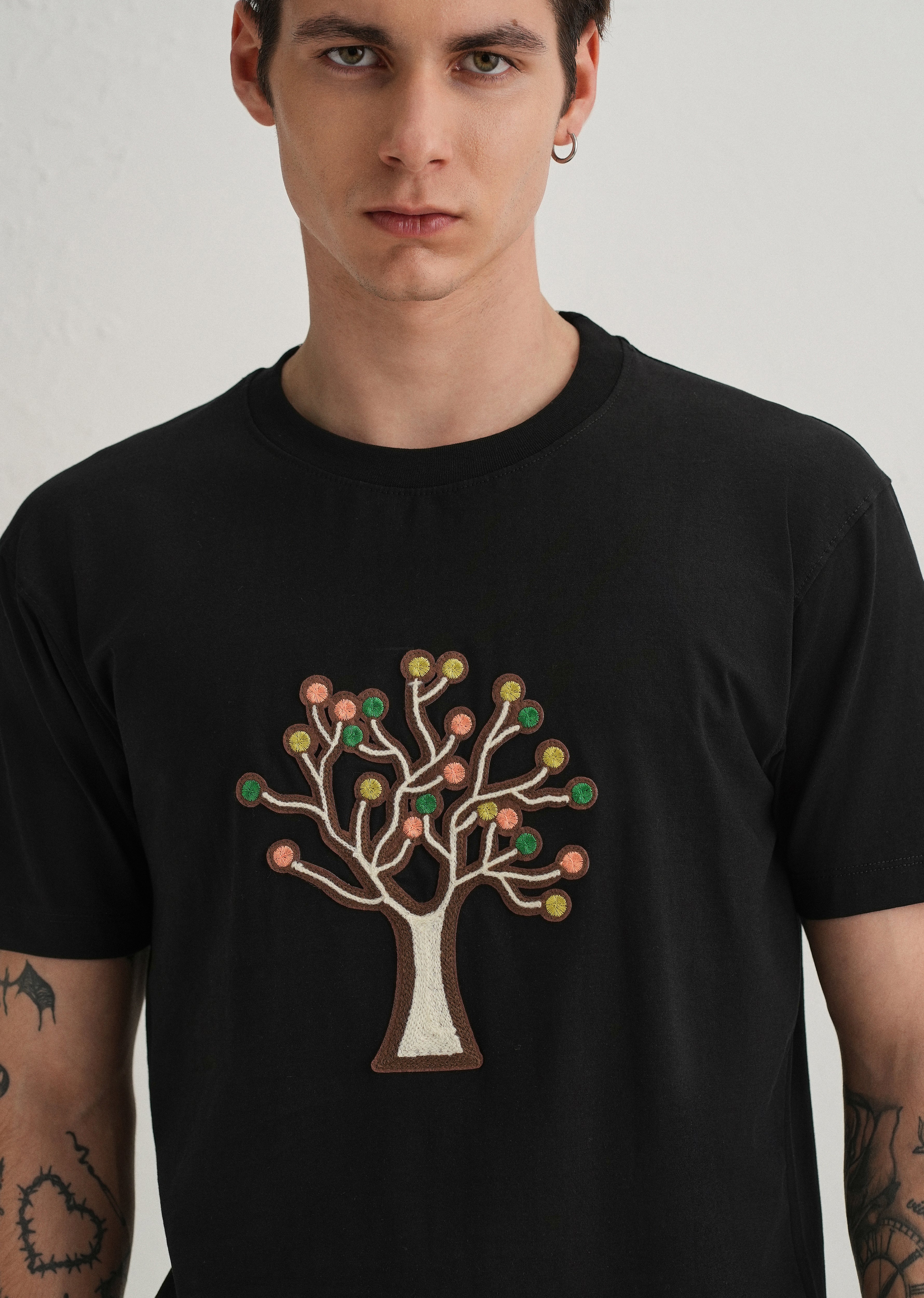 Black Tree Appique T-Shirt