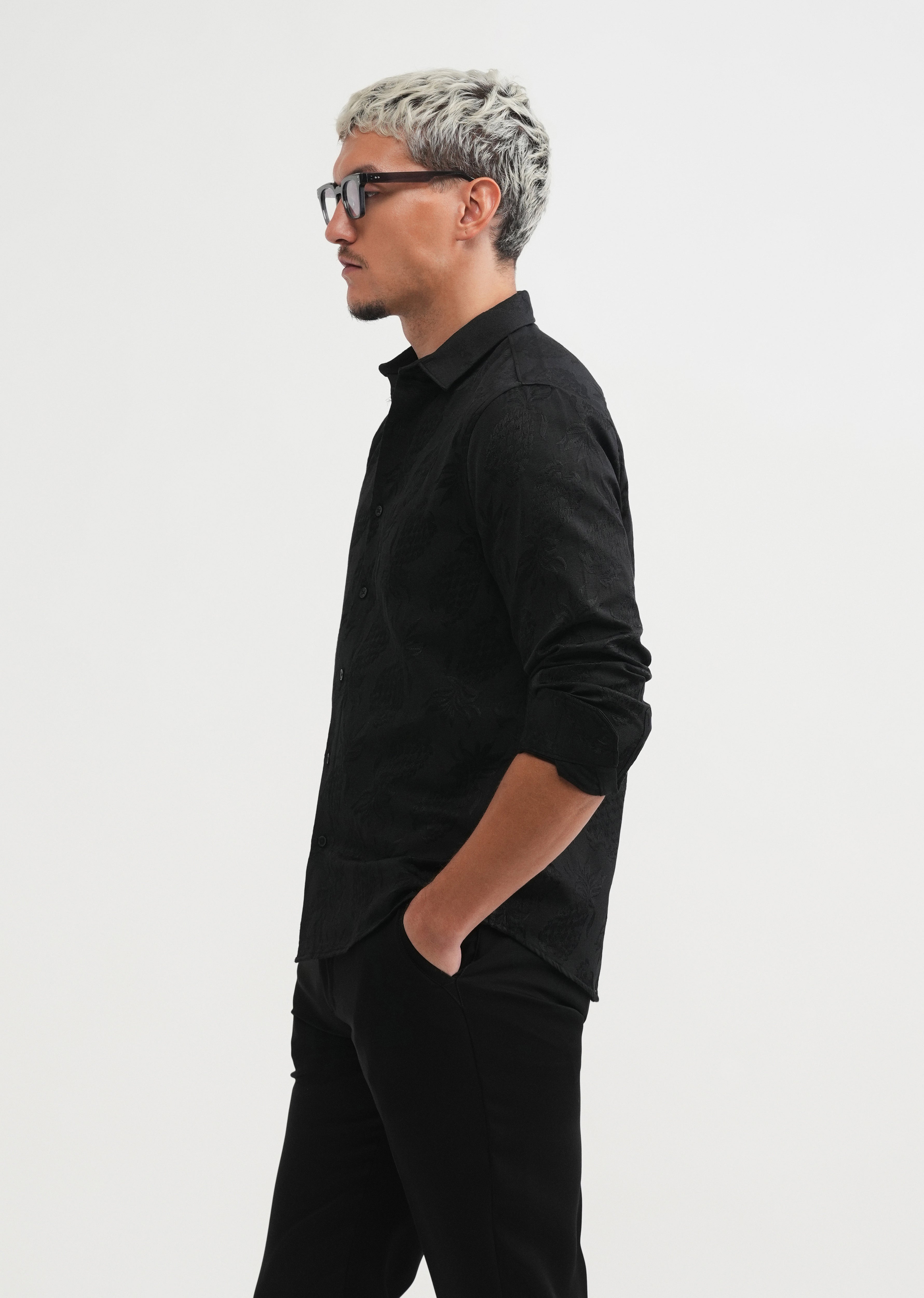 Black Tropical Jacquard Shirt