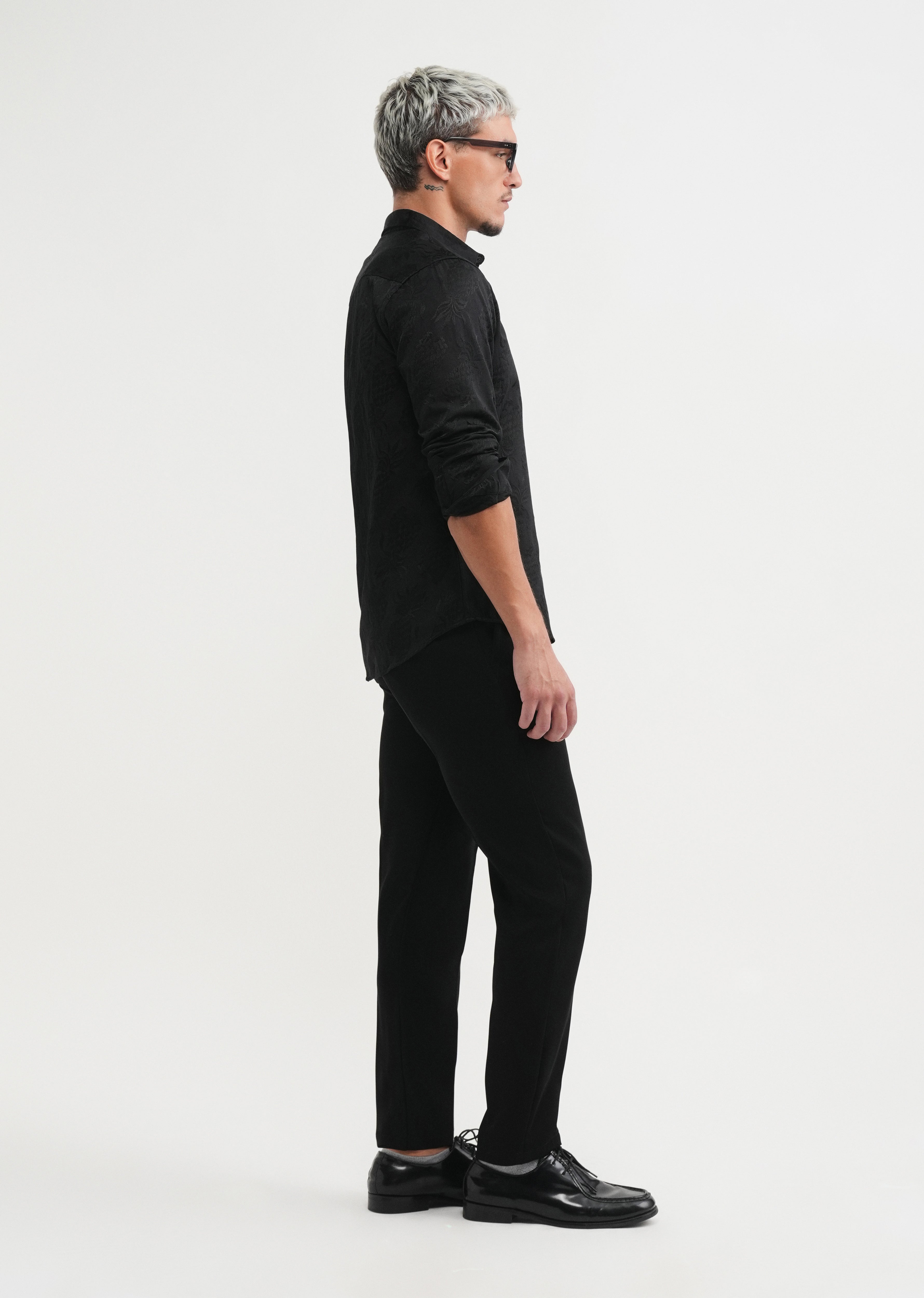 Black Tropical Jacquard Shirt
