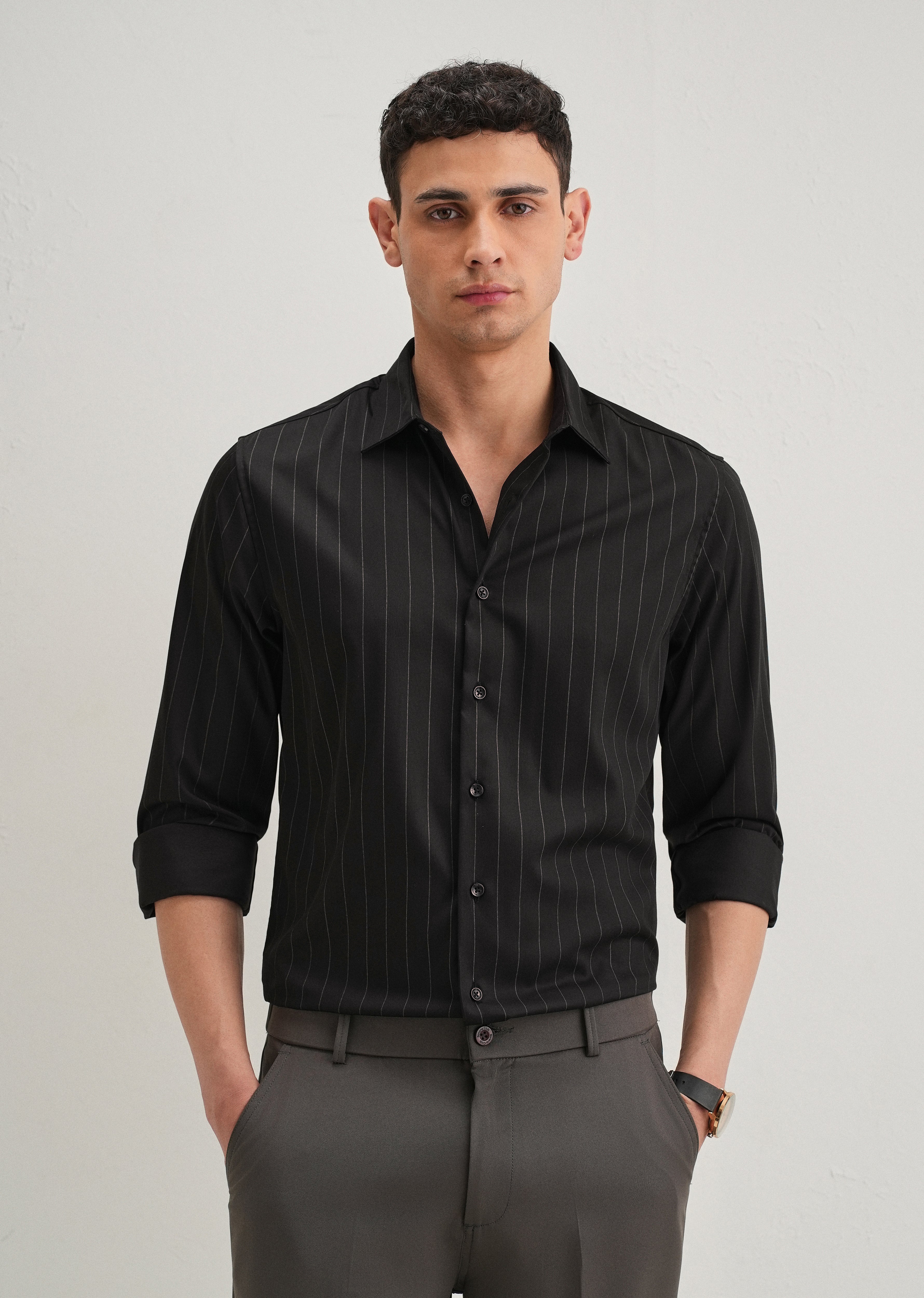 Black Vertical Stripe Shirt