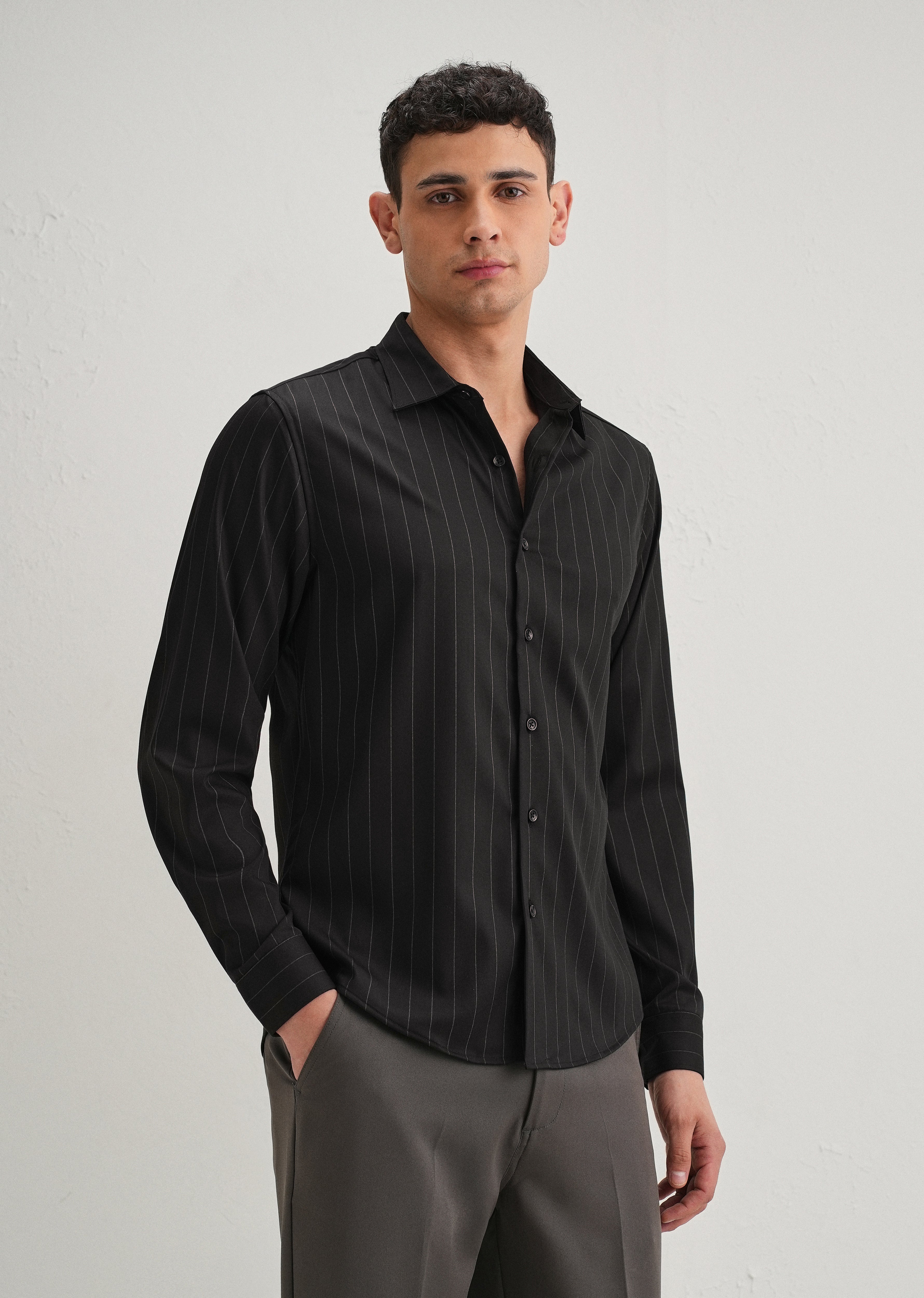 Black Vertical Stripe Shirt