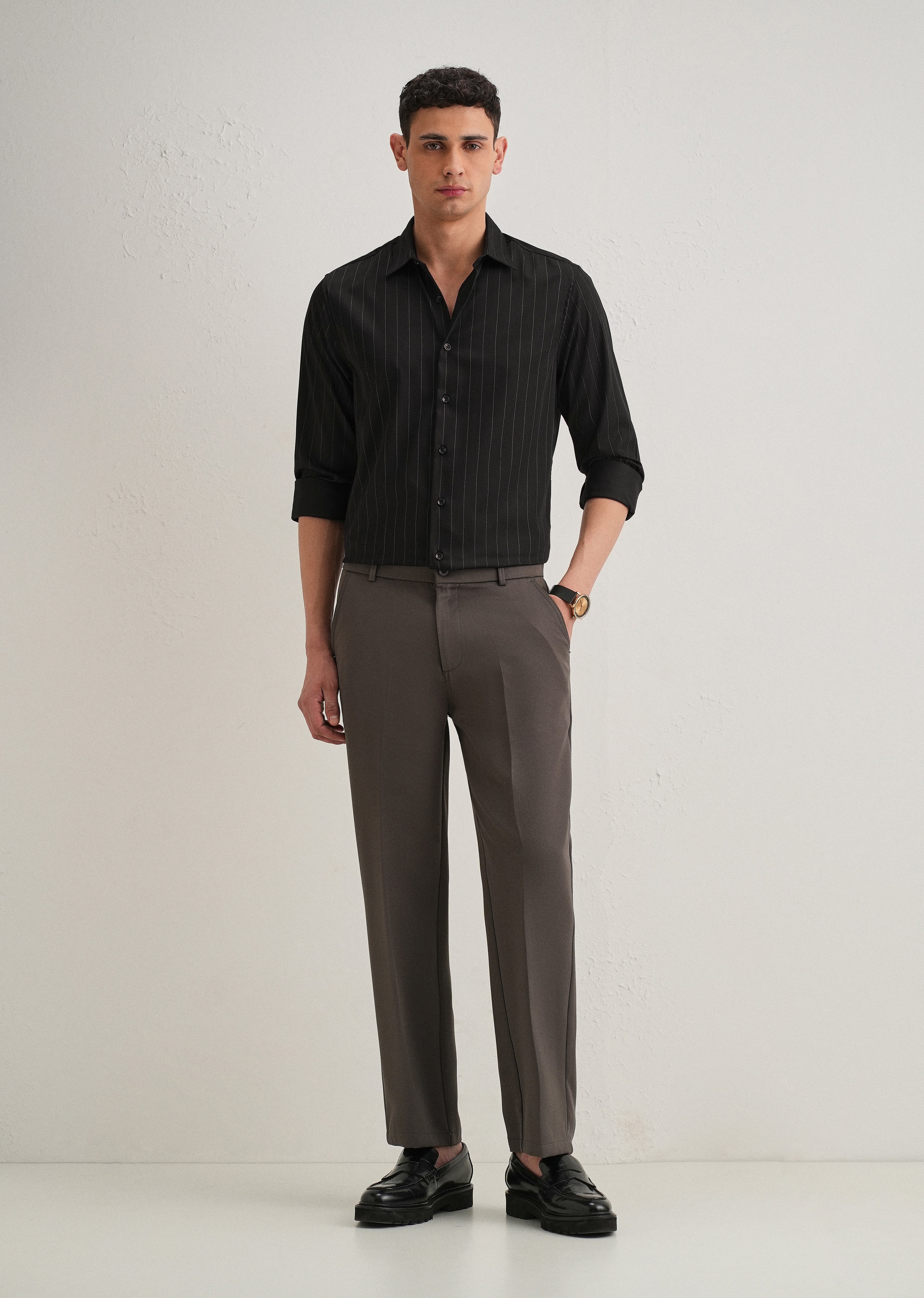 Black Vertical Stripe Shirt