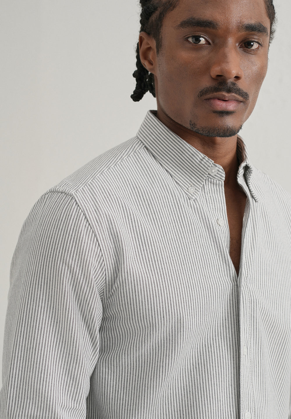 Black Vertical Striped Cotton Shirt