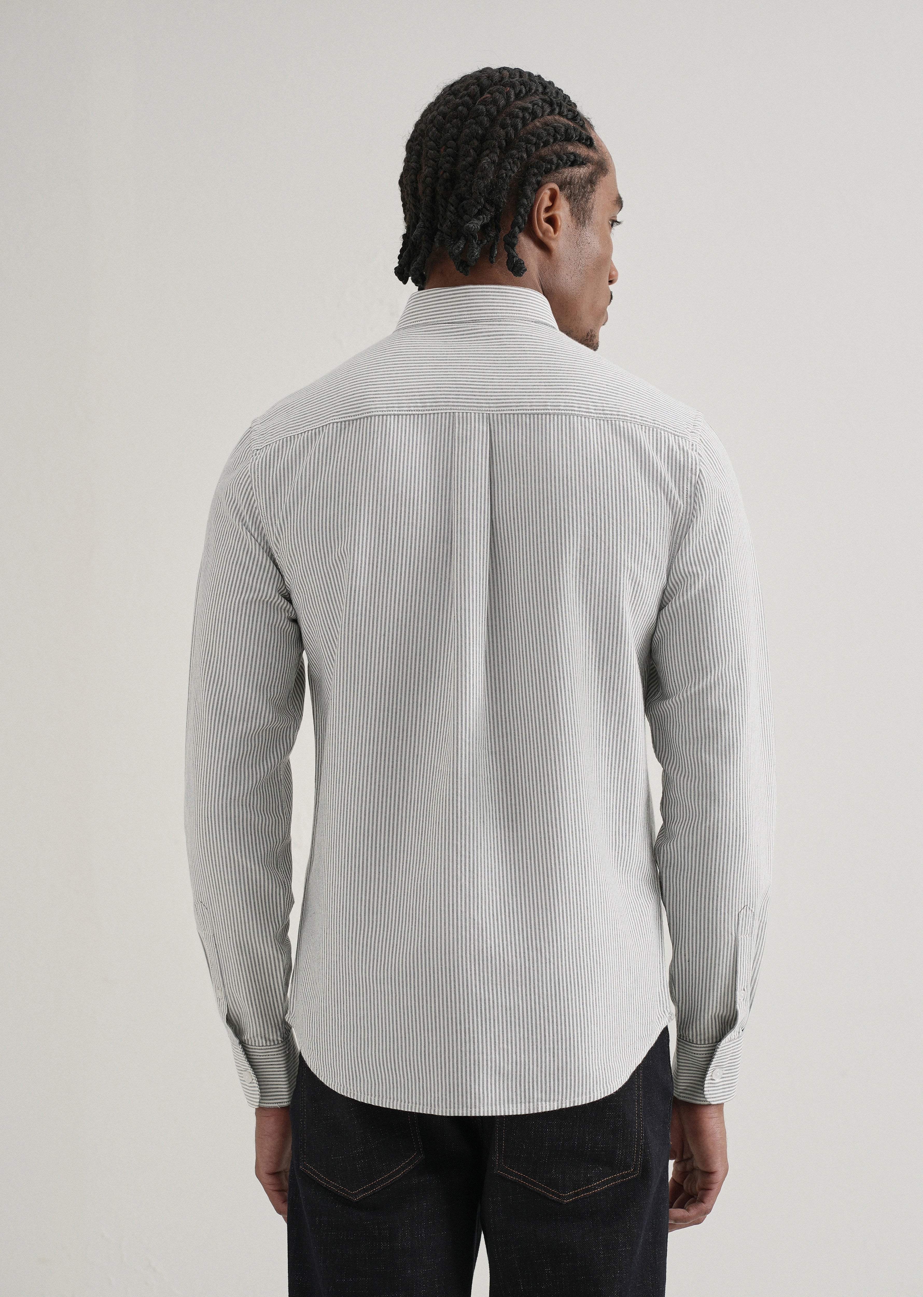 Black Vertical Striped Cotton Shirt