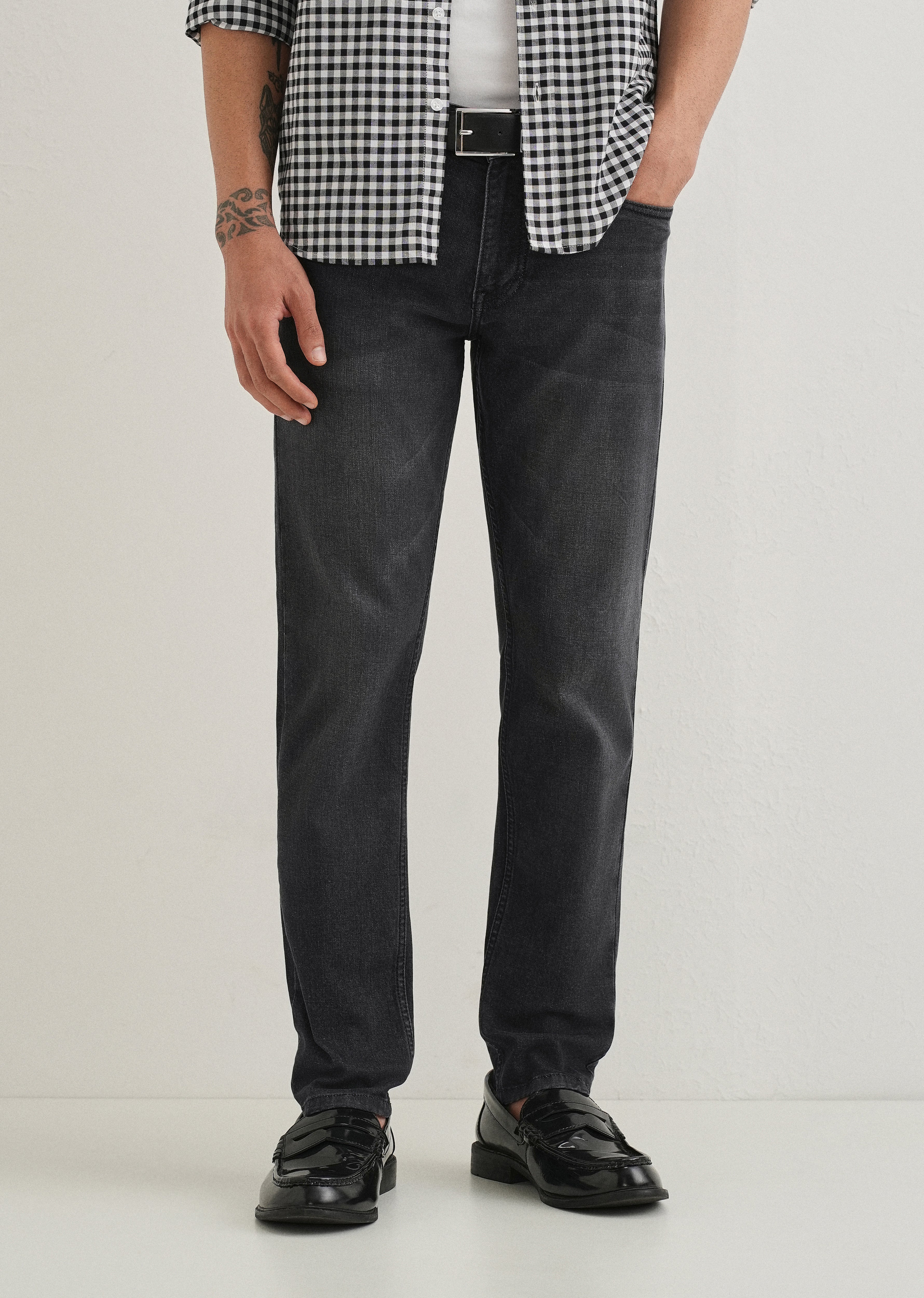 Black Wash Ankle Fit Jeans