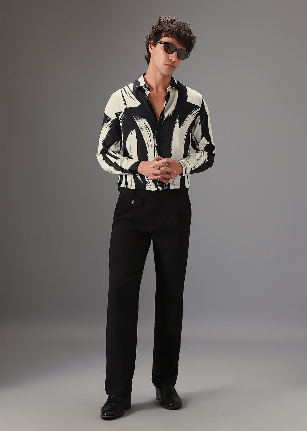 Black White Abstract Printed Shirt