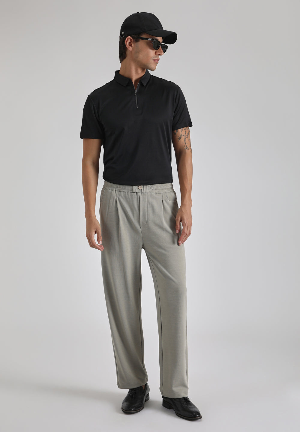 Black Zipper Stitchless Polo T-shirt