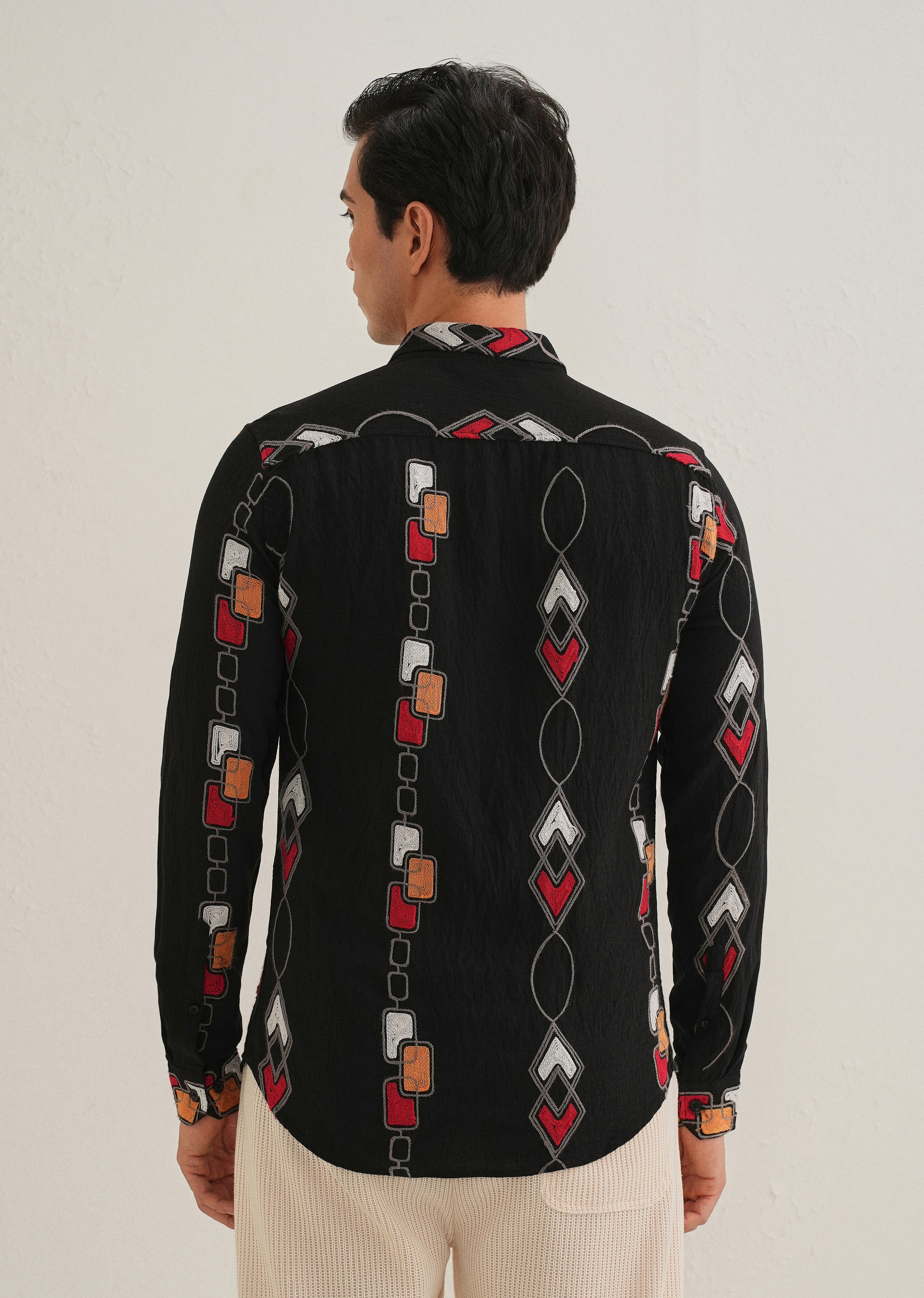 Black Abstract Embroidered Shirt