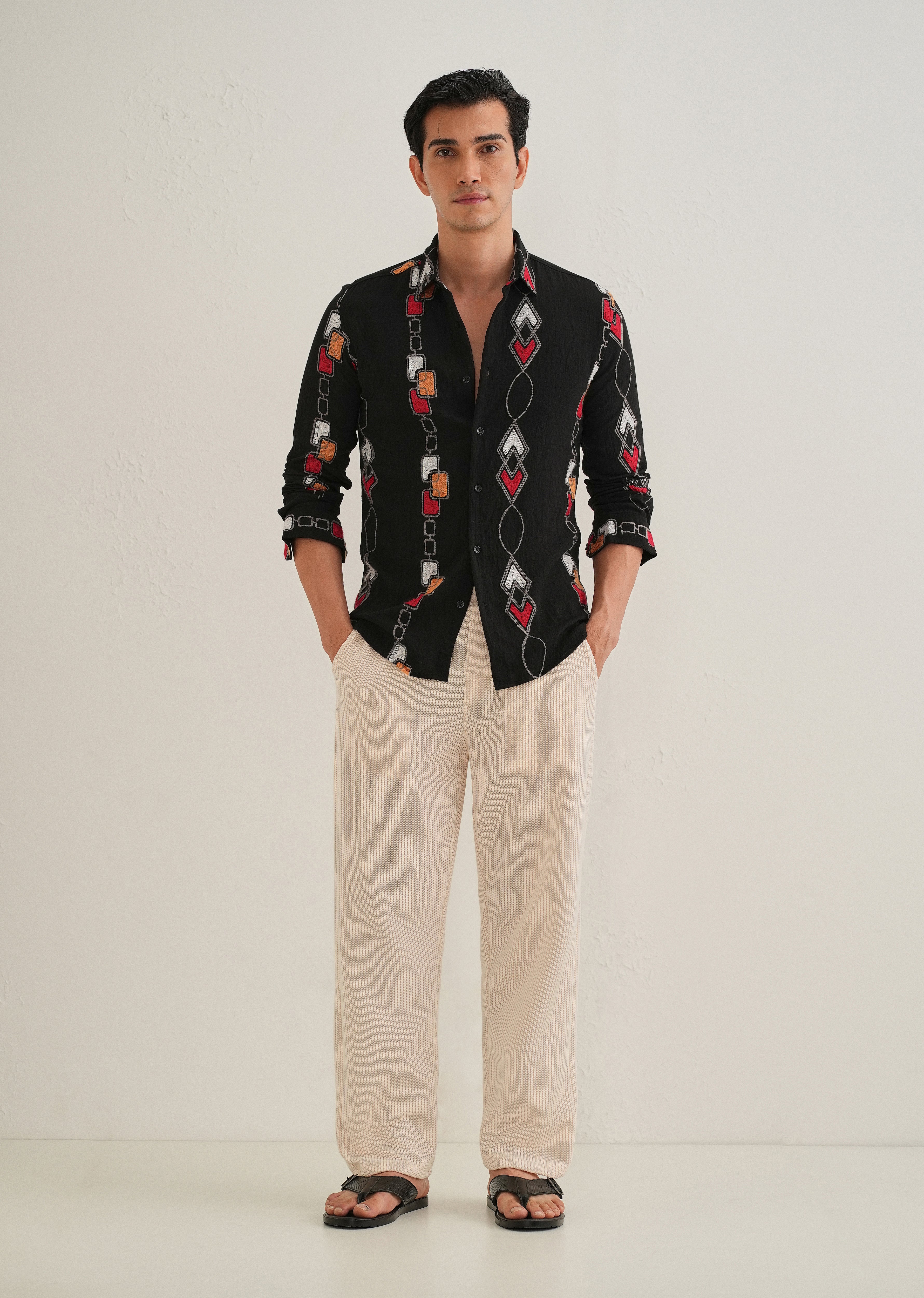 Black Abstract Embroidered Shirt