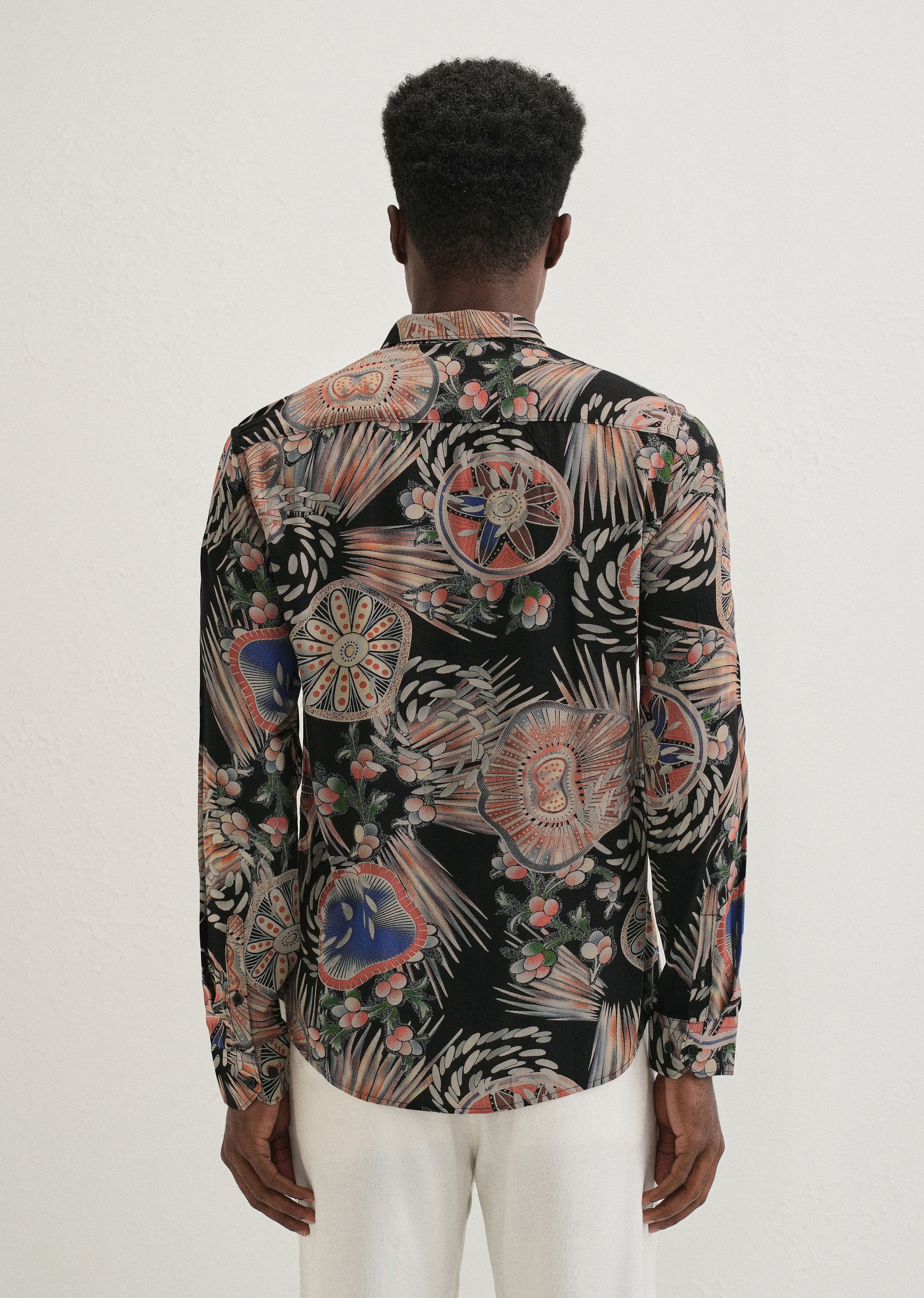 Black Abstract Feather Shirt